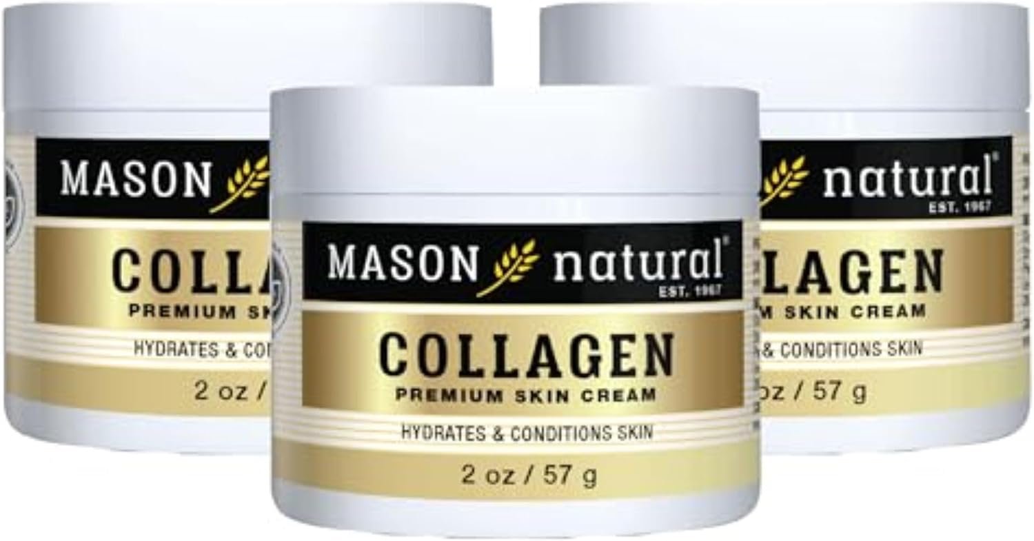 MASON NATURAL Collagen Premium Skin Cream, Women’s Anti,Aging Face & Body Daily Moisturizer for Hydration & Firmness, Pear Scent, 2 oz each (3 Pack)