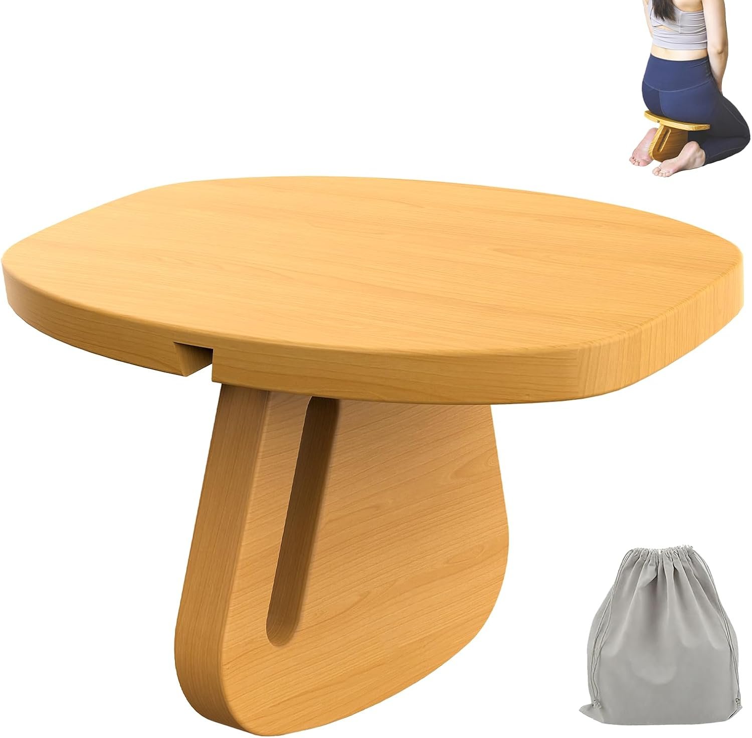 Meditation Bench (Seiza Bench) – Pine Wood Kneeling Prayer Seat, Portable Yoga & Meditation Stool