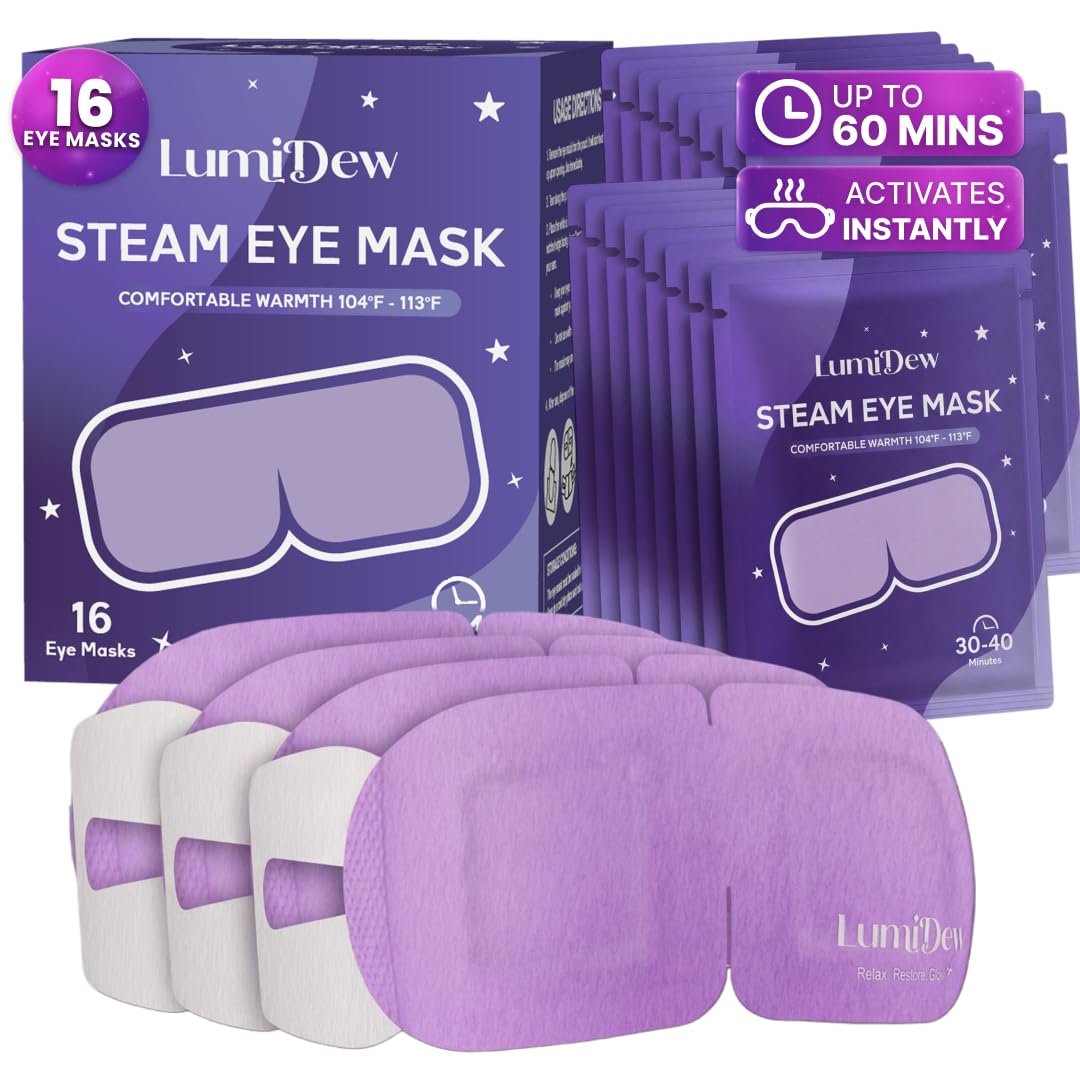Steam Eye Mask, Self Heating Heated Eye Mask for Sleep, Warm Compress for Eyes, Moist Heat for Dry Eye Relief, Stye Eye Treatment, Spa, Travel Essentials, Unscented 16 Pack
