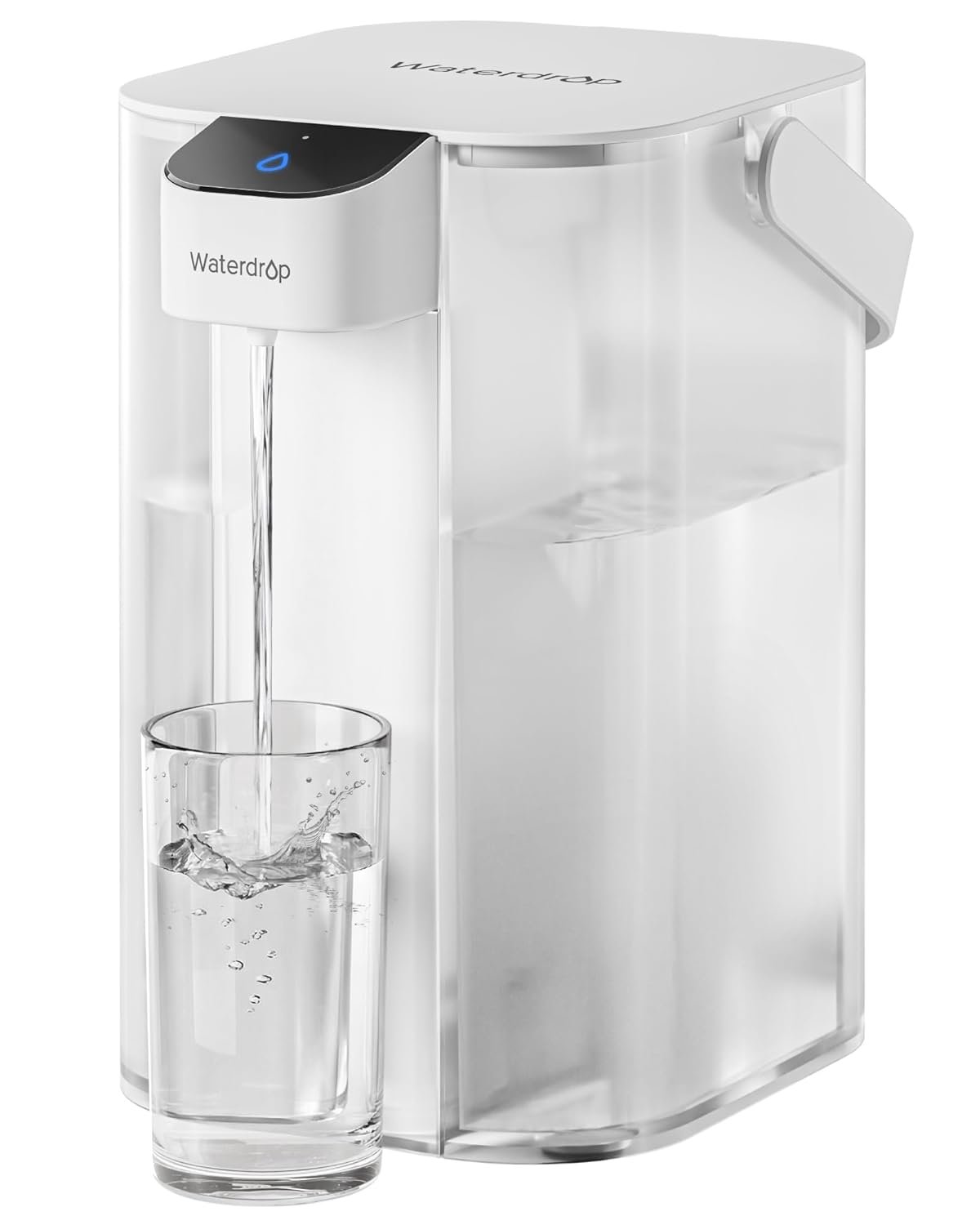 Waterdrop ED01W Electric Water Filter Pitcher, Reduce 99.6% of Lead and 45+ Impurities, 15-Cup 200-Gallon Capacity, Rechargeable Instant Dispenser, NSF/ANSI 42&53&401&372, Does not Lower TDS, White