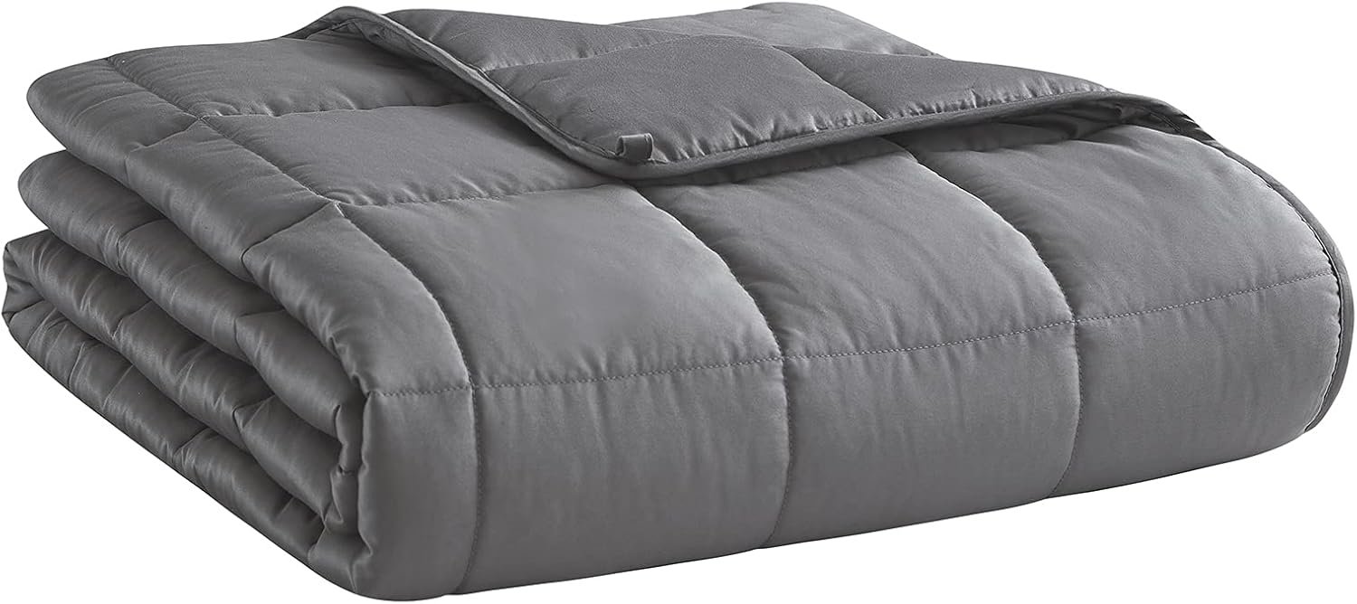 L’AGRATY Weighted Blanket for Adults 15lbs, 48″x72″, Dark Grey Twin Full Size Heavy Throw Blanket, Cooling, Breathable, Microfiber with Glass Beads, Big, Washable, All-Season