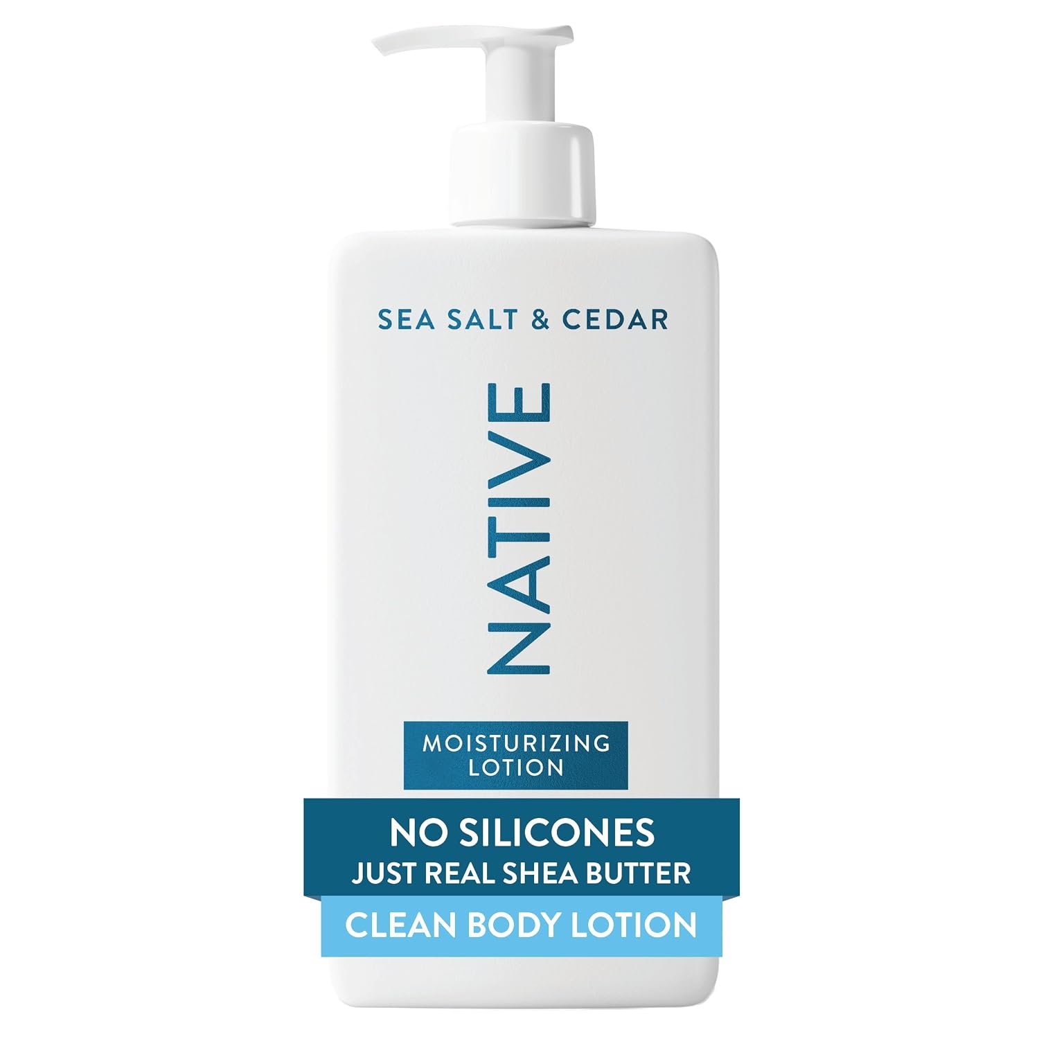 Native Body Lotion, Sea Salt & Cedar, 48-Hour Hydration for Dry & Sensitive Skin, Made with Plant-Based Moisturizers like Shea Butter, Silicone & Paraben Free, 16.5 fl oz