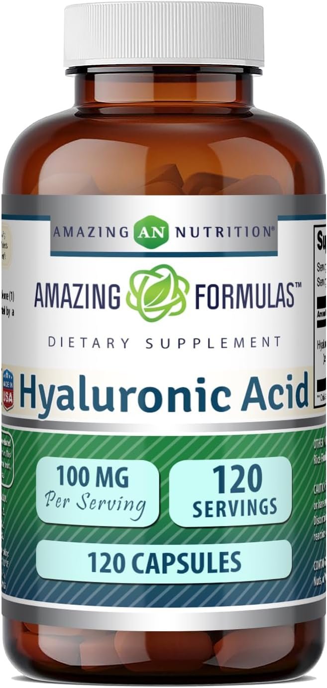 Amazing Formulas Hyaluronic Acid 100 Mg Supplement | Capsules | Non-GMO | Gluten-Free | Made in USA (1 Pack | 120 Count)