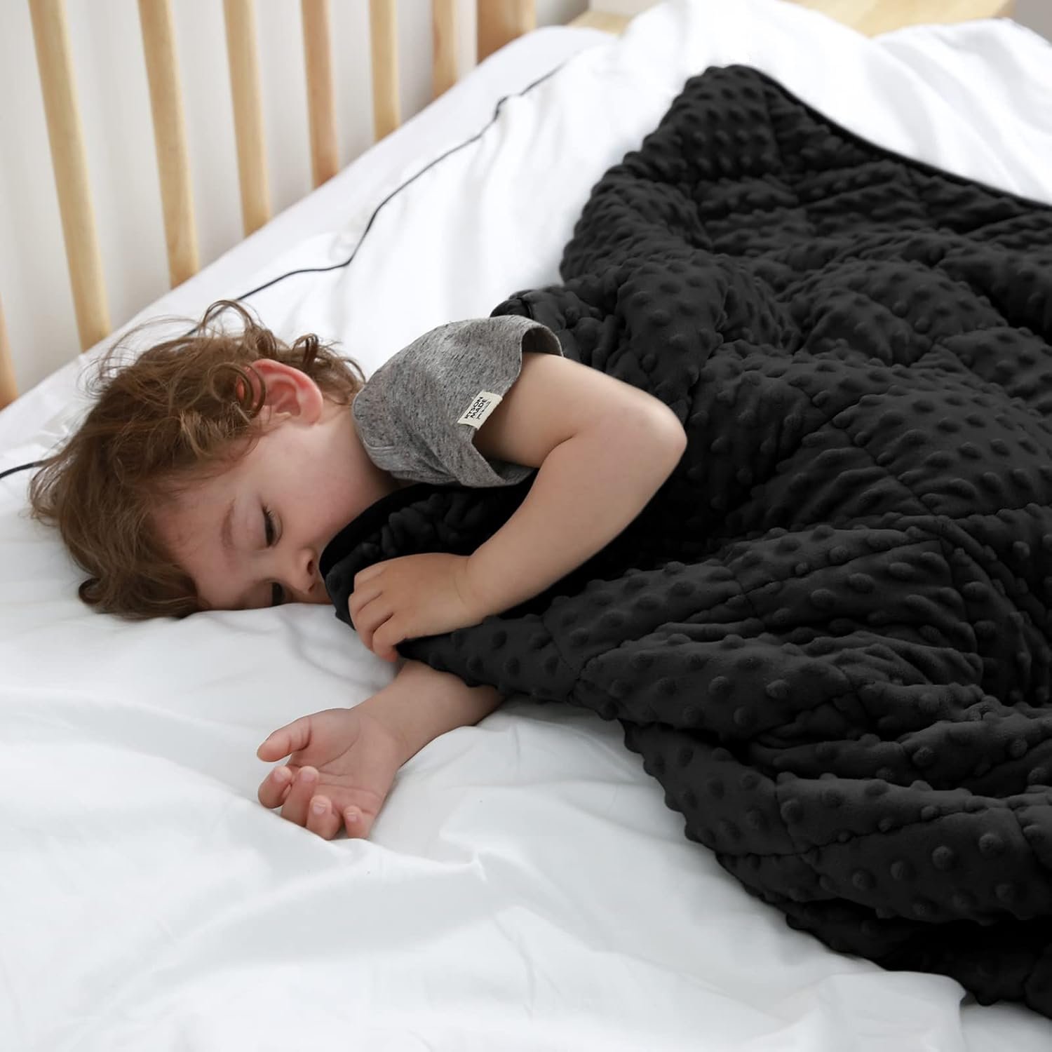 MAXTID 5 Pound Weighted Blanket for Kids Reversible Heavy Sleep Blankets Washable Weighted Blanket Design for Boy (Black 5lbs 36×48 inches)