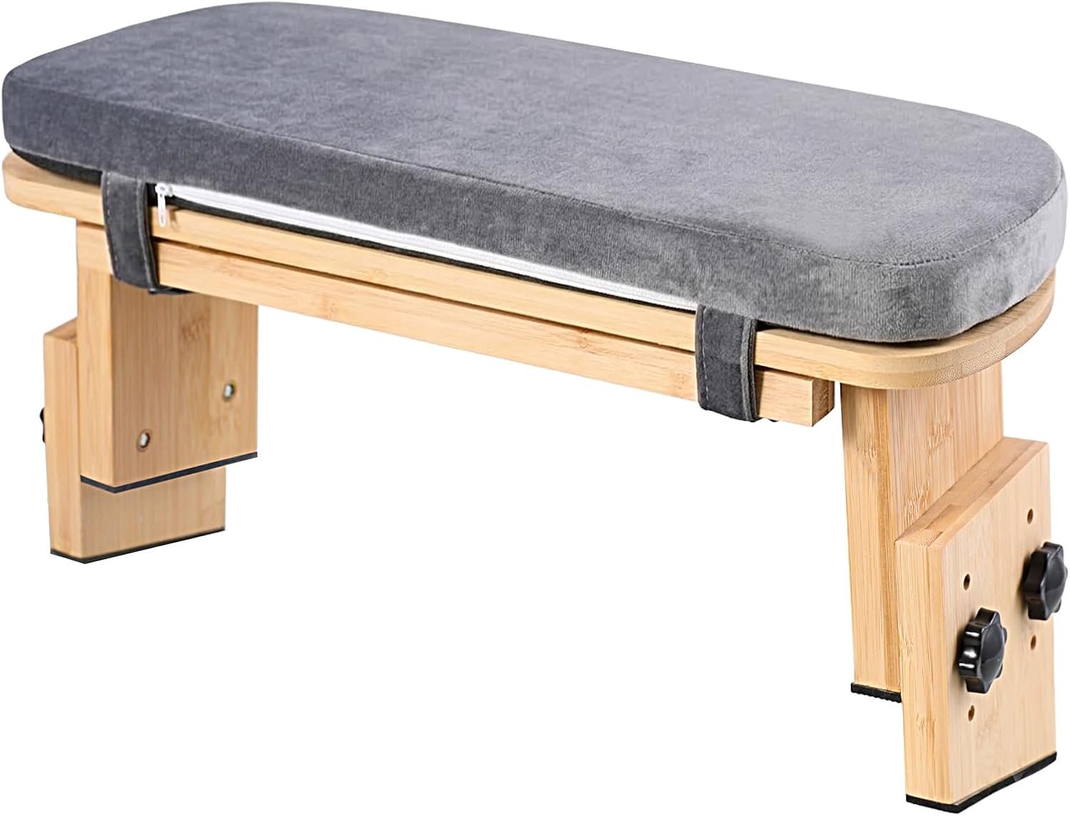 Adjustable Height Meditation Bench with Velvet Cushion, Bamboo Folding Prayer Kneeling Stool Yoga Meditation Chair, Zen Prayer Bench