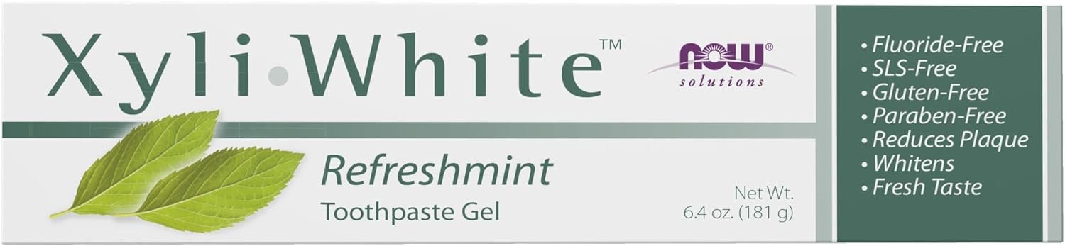NOW Foods Solutions, Xyliwhite™ Toothpaste Gel, Refreshmint, Cleanses and Whitens, Fresh Taste, 6.4-Ounce