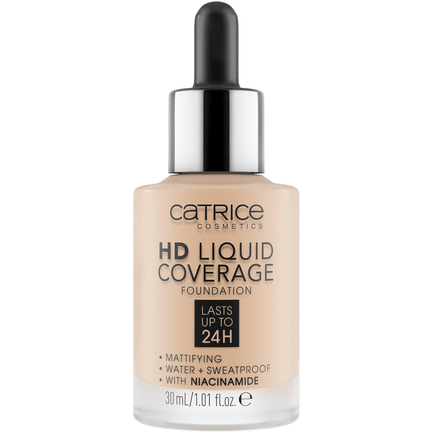 Catrice | HD Liquid Coverage Foundation | 24H Wear, Matte Finish, High Coverage, Waterproof Formula with Niacinamide | Vegan & Cruelty Free (010 | Light Beige)