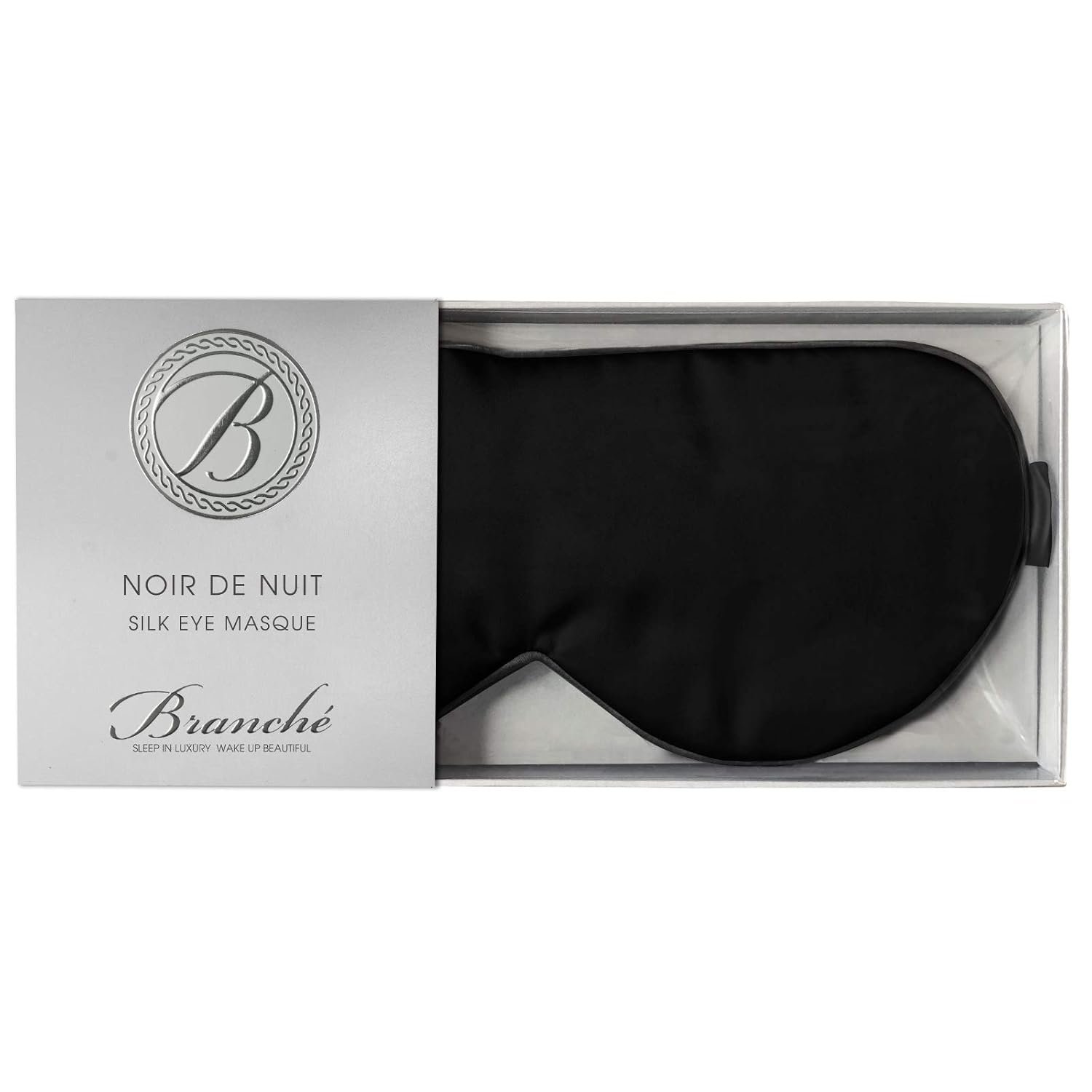 Branche Beauty Belle De Nuit Sleep Mask – Silk Eye Mask 6A Silk 22 Momme Eye Cover Sleepover Shade Blindfold Mask for Luxury Sleep in Total Darkness (Black)