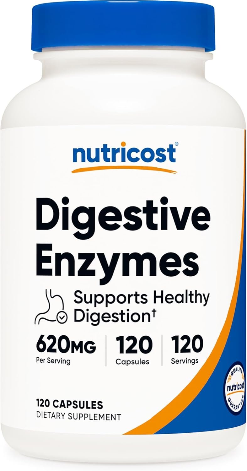 Nutricost Digestive Enzymes 620mg, 120 Capsules – Complete Digestive Enzyme Supplement