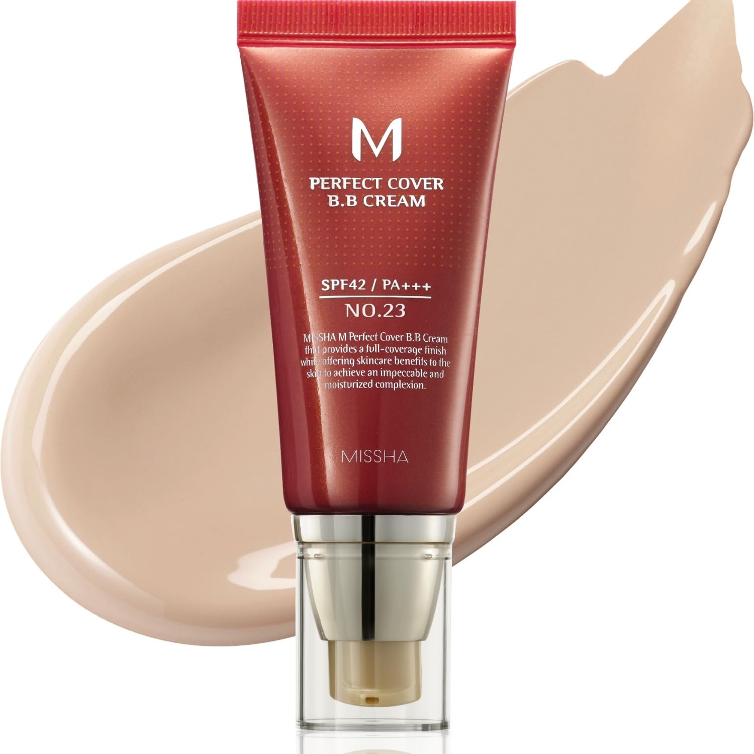 MISSHA M Perfect Cover BB Cream No.23 Natural Beige -Light/Medium with Cool/Neutral Undertone SPF 42 PA +++ 1.69 Fl Oz – Tinted Moisturizer for face with SPF