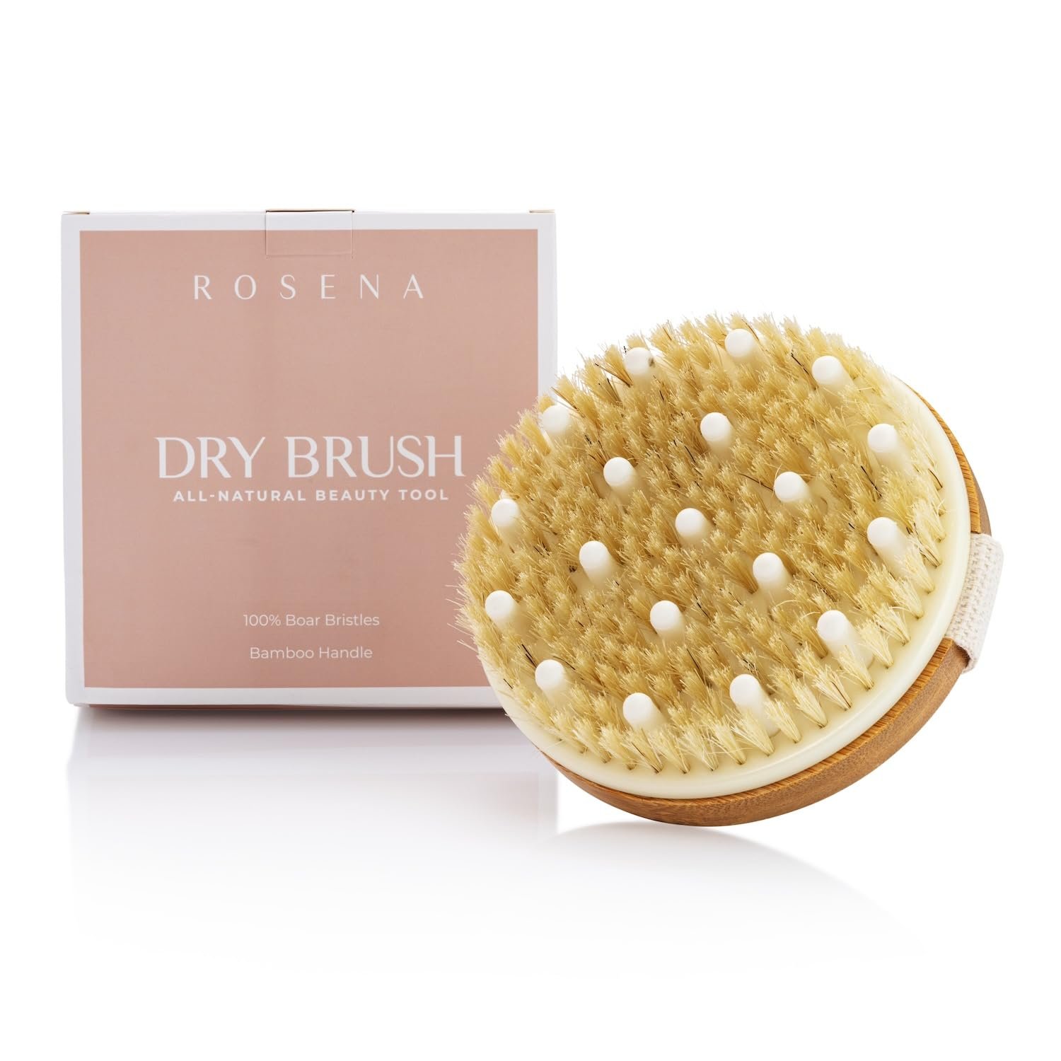 Dry Brushing Body Brush – Best for Exfoliating Dry Skin, Lymphatic Drainage and Cellulite Treatment – Organic Spa Exfoliation and Massage Scrub Brush with Natural Boar Bristles