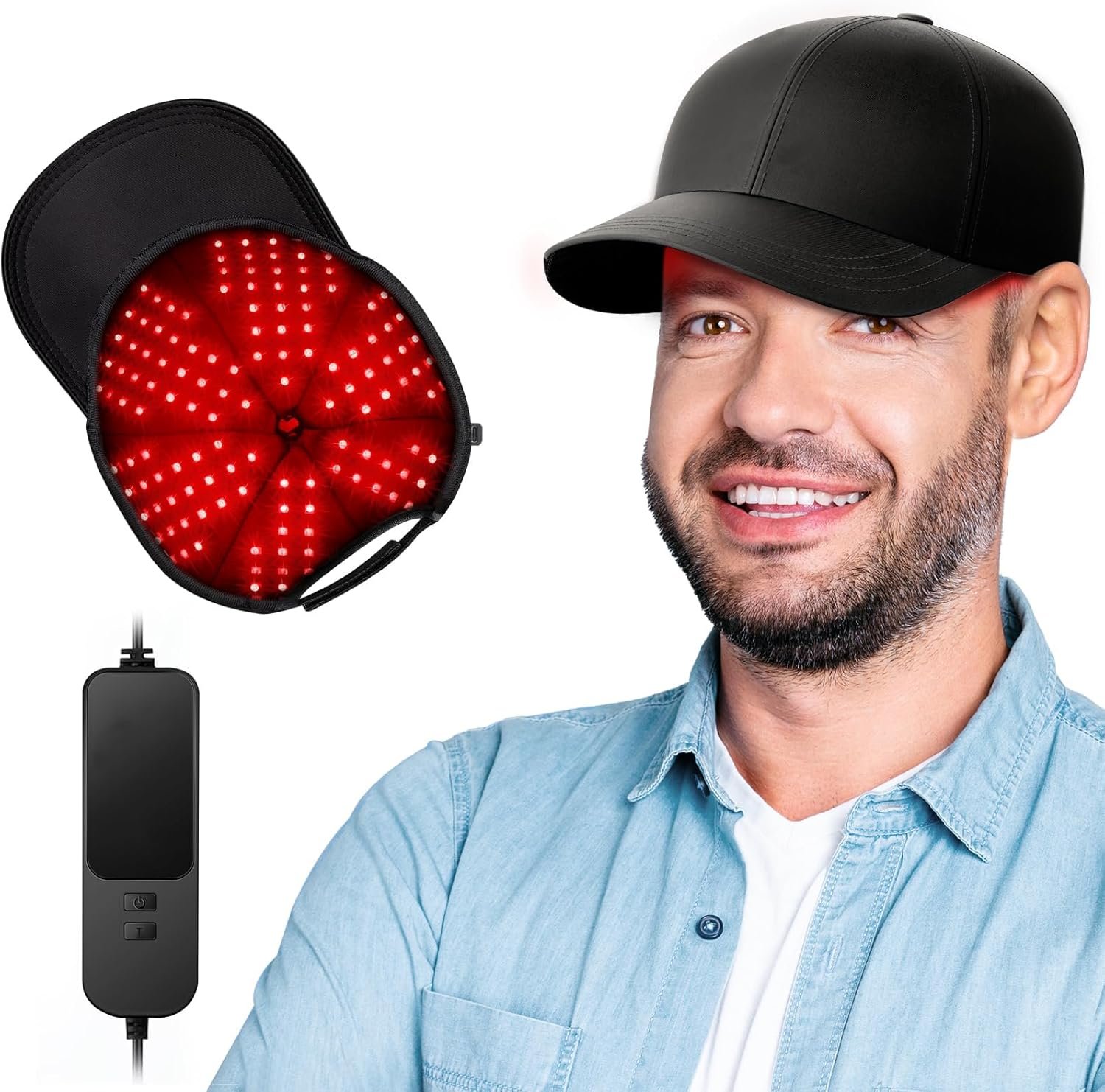 RELEXNOW Red Light Therapy Cap for Hair Growth, Infrared Red Light Therapy Hat for Men & Women Thinning Hair Regrowth with 660nm 850nm 940nm Wavelengths, Includes Timer & Controller