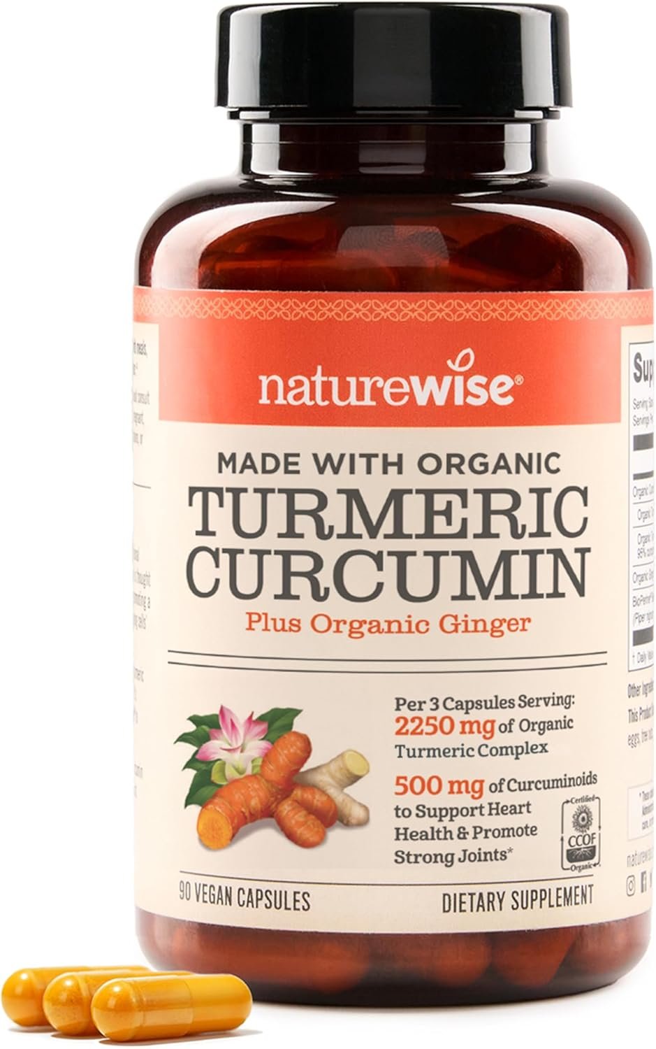 NatureWise Curcumin Turmeric 2250mg – Advanced Absorption from 95% Curcuminoids & BioPerine Black Pepper Extract – Daily Joint and Immune Health Support – Vegan, Non-GMO, 90 Count[30-Day Supply]