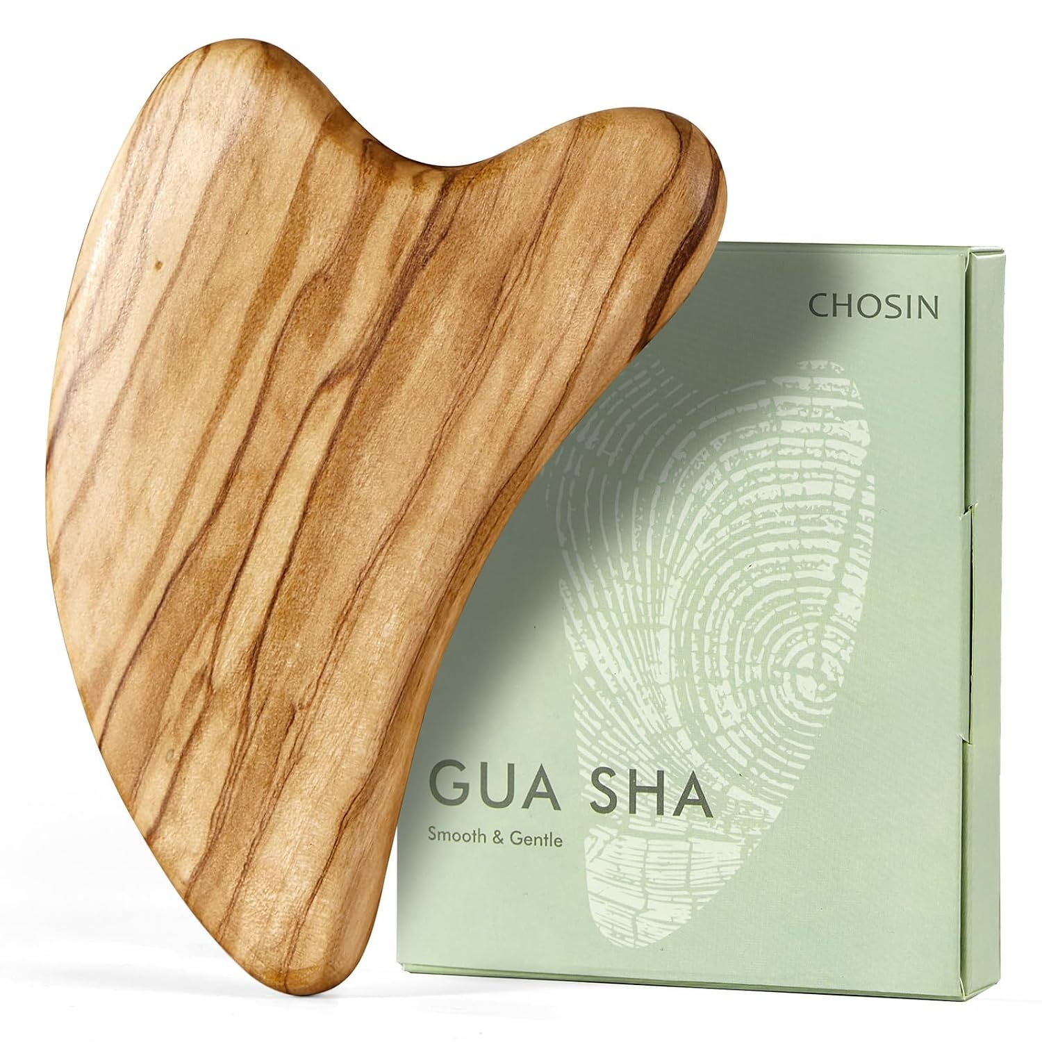 CHOSIN Gua Sha Tool for Face & Body: Face Massager Tool for Lymphatic Drainage – Jaw Lifting & Anti-Aging, Relieve Pain for Women Men Self Care Gift (Olive Wood)