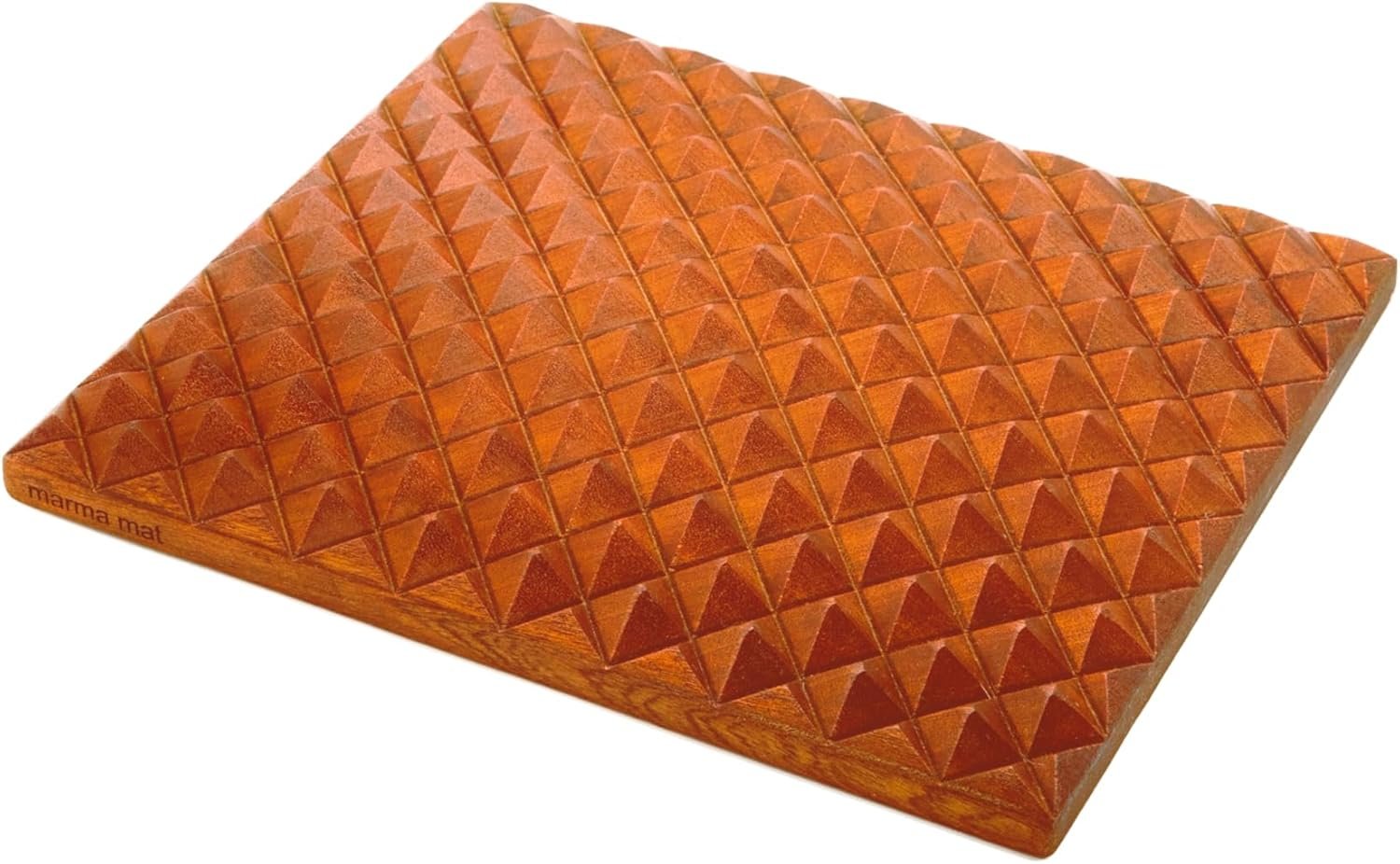 Premium Mohagany Wood Acupressure Reflexology marma mat for Feet, Back | Neck Pain | Sciatica | Plantar Fasciitis | Insomnia | Stress Relief | Patented Curve Design | Made in USA