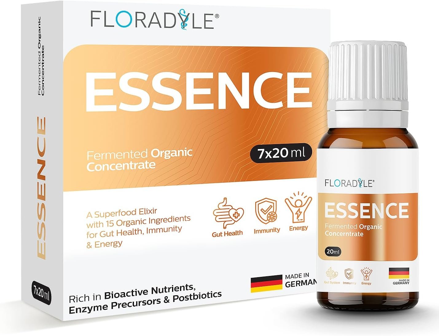 Essence | Daily Fermented Superfood Shot for Gut Health, Immunity & Natural Energy | 16 Organic Ingredient | 7-Stage Cascade Fermentation | Vegan, Non-GMO, Gluten-Free | 0.68 fl oz(7 Bottle)