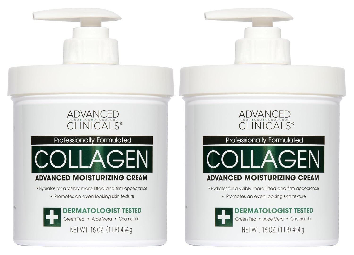 Advanced Clinicals Collagen Cream Body Lotion & Face Moisturizer W/Vitamin E | Skincare Moisturizing Collagen Lotion For Women, Men, Hand, & Neck Improves Look Of Crepey Skin & Uneven Dry Skin, 2pc