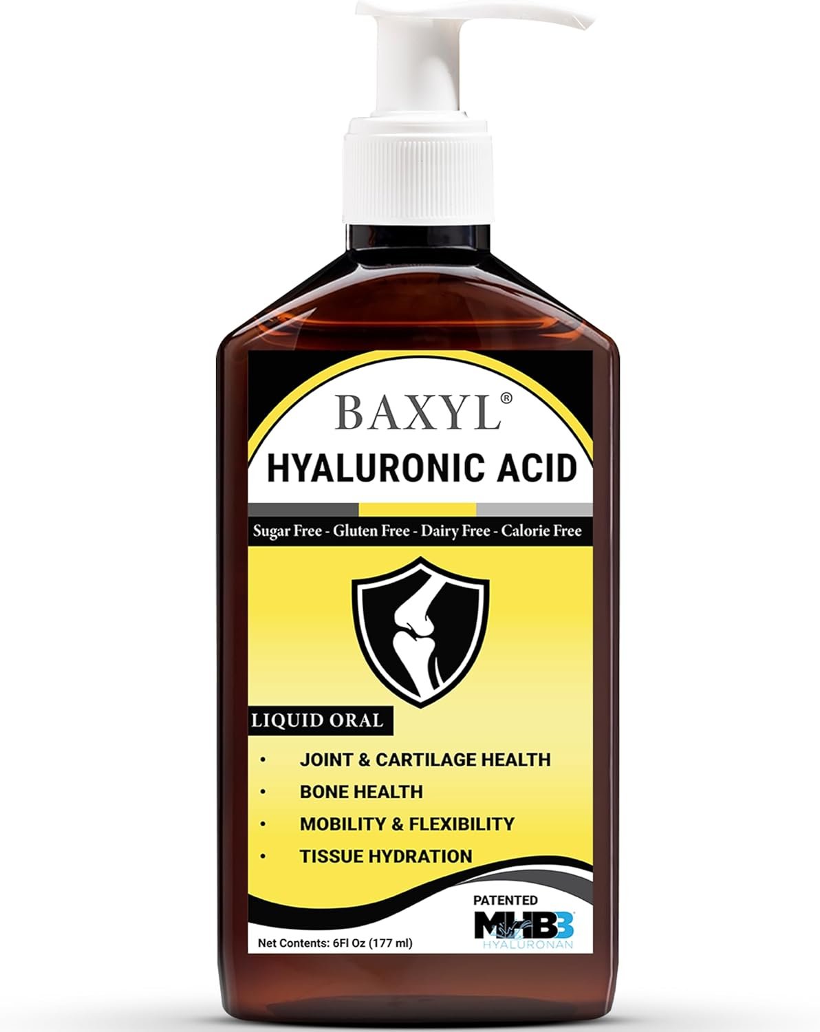 BAXYL Liquid Hyaluronic Acid Supplement for Joint Health – Patented MHB3 Formula for Bone, Skin,Eye Health & to Restore Cartilage – Vegan, Gluten-Free, Non-GMO for Comfort – 30-Day Supply