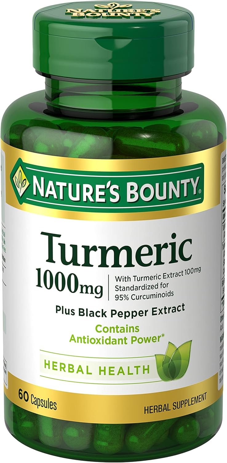 Nature’s Bounty Turmeric with Black Pepper Extract, Supports Antioxidant Health, 1000mg, 60 Capsules