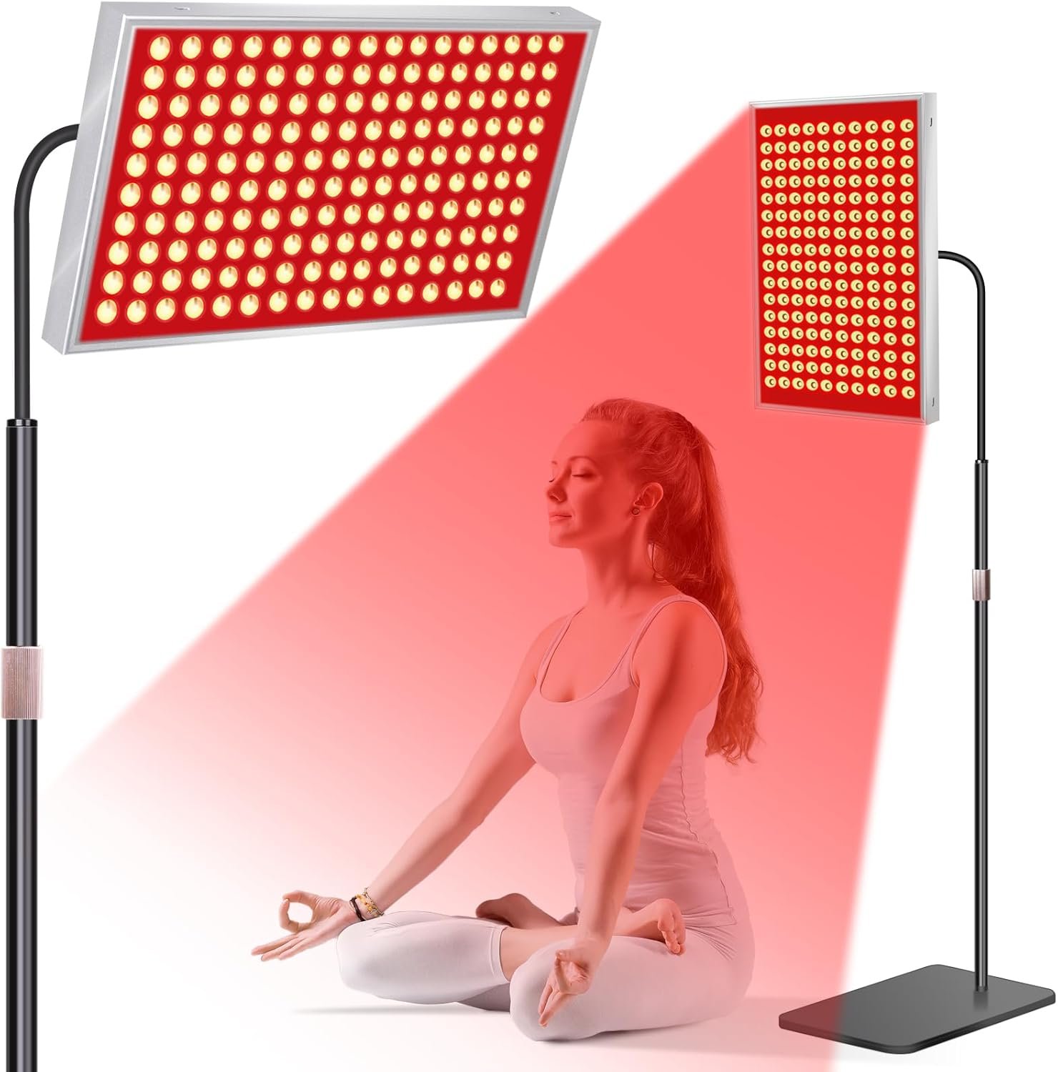 SAVILER® Red Light Therapy for Face & Body, 160 Dual-Wavelength LEDs Red Light Lamp Panel with Stand, 660nm 850nm Near Infrared Red Light Therapy Device for Home Skin Muscle