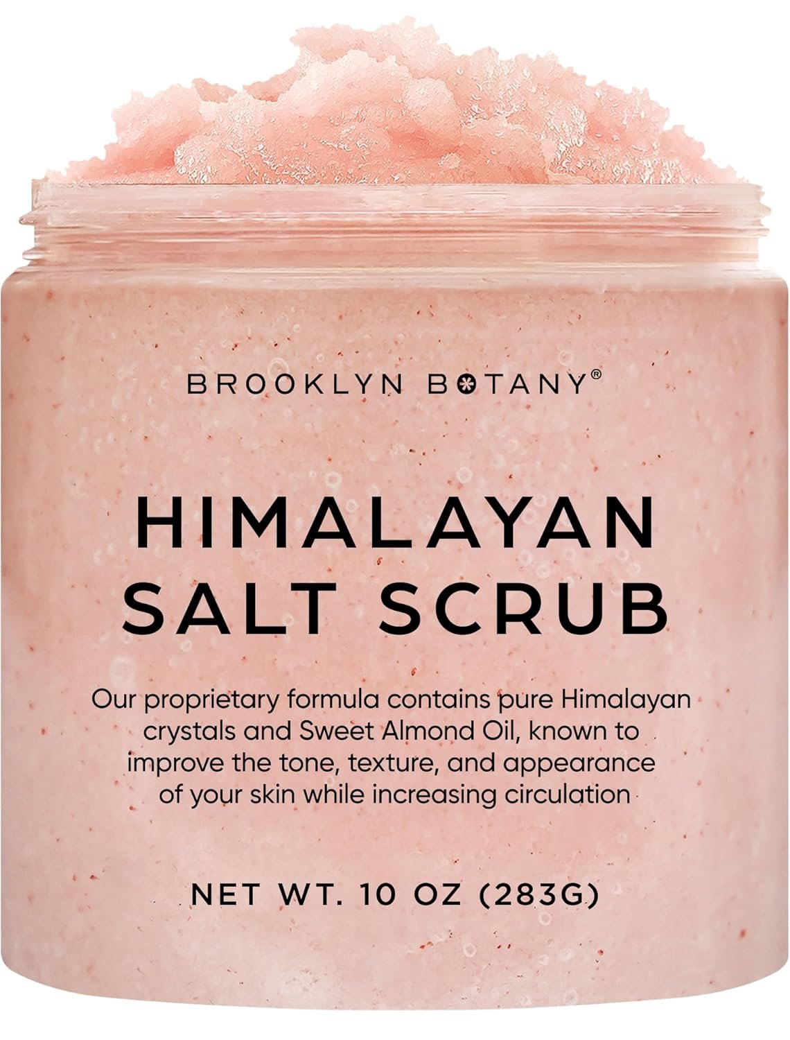Brooklyn Botany Himalayan Salt Body Scrub – Moisturizing and Exfoliating Body, Face, Hand, Foot Scrub – Fights Stretch Marks, Fine Lines, Wrinkles – Great Gifts for Women & Men – 10 oz