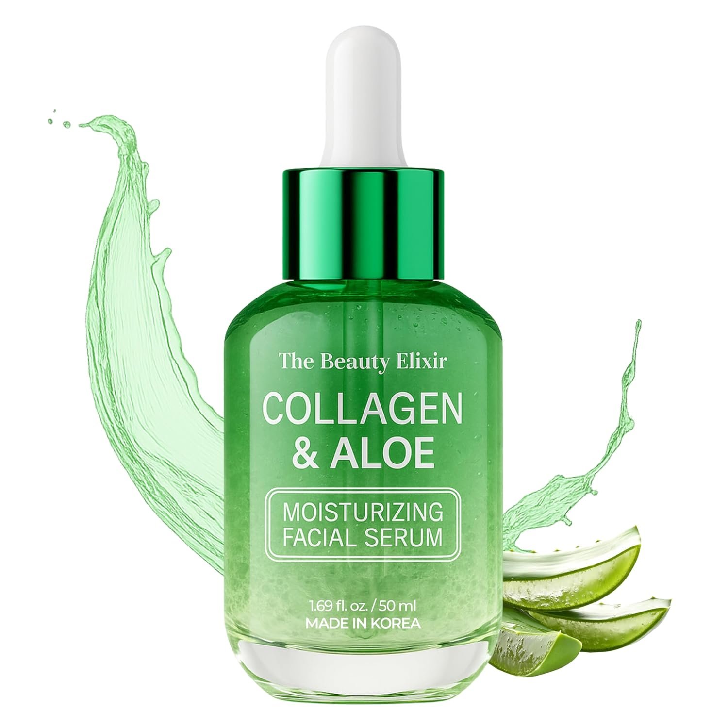 The Beauty Elixir Aloe & Collagen Serum For Face – Dermatologist Tested, Anti-Aging, Ultra Hydrating Aloe Vera Gel For Face – Natural Ingredients, Clean Beauty, Cruelty-Free Korean Skin Care – 1.69 oz