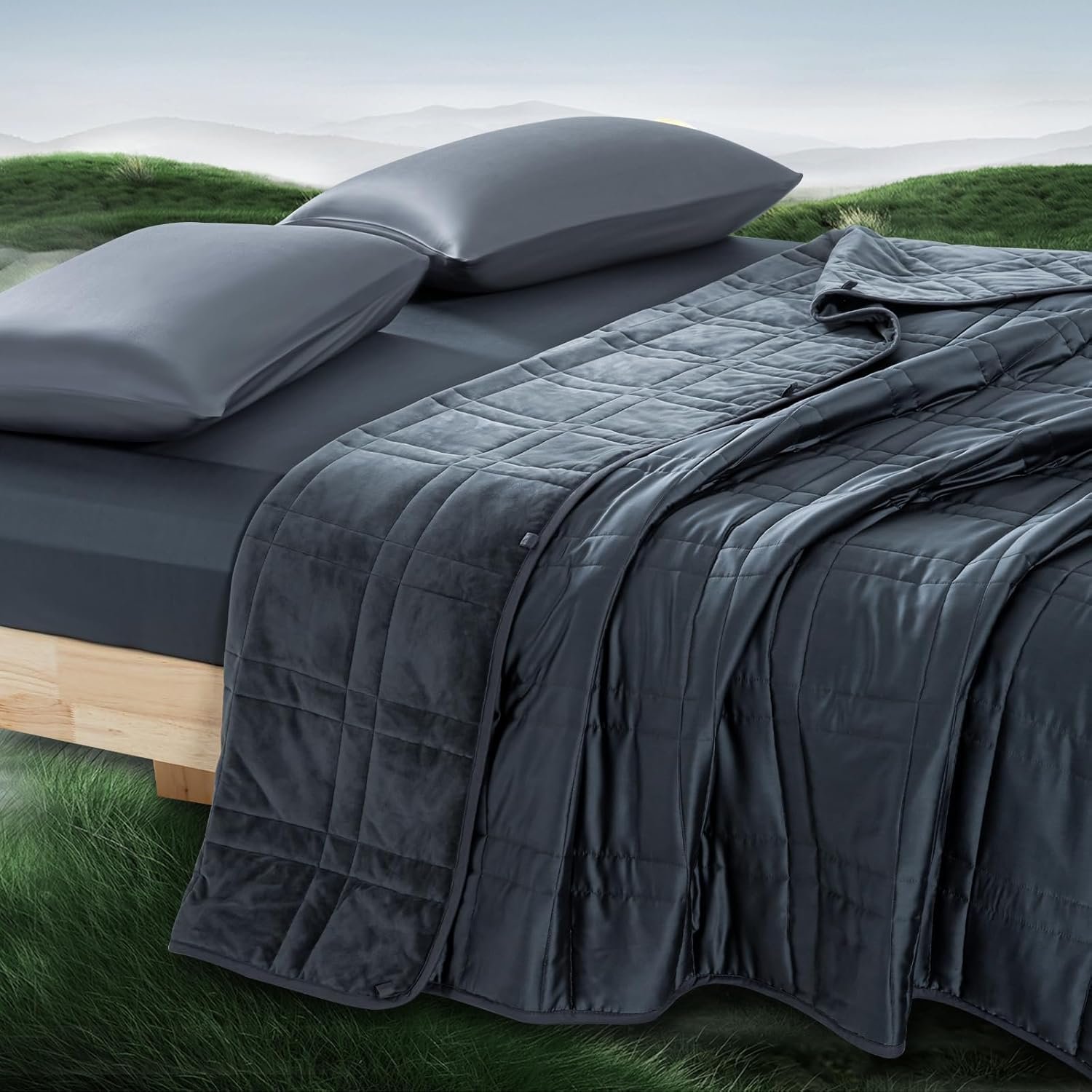 King Size Weighted Blanket 40lb(88”x104” , Dual-Sided), Reversible Cozy Warm Velvet & Cooling Tencel Fabric King Weighted Blanket for Adults & Couples All Season Use – Carry Bag Included, Dark Grey