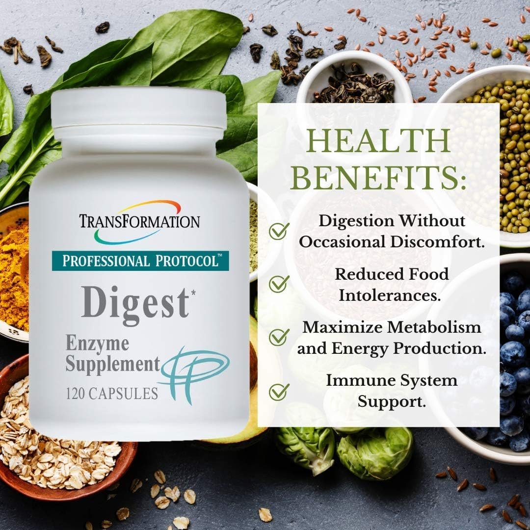 TRANSFORMATION THE GENESIS OF GOOD HEALTH Enzyme – Digest Wellness Supplement, Supports Digestive & Immune System Health, Aids Digestion of Lipids to Enhance Performance of Pancreas & Liver, (120)