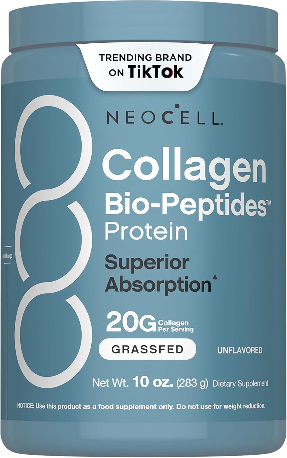 NeoCell Collagen Bio-Peptides Powder | 10oz | Super Hair, Skin, and Nails | Superior Absorption | Grassfed Protein Supplement | Advanced with 18 Essential Amino Acids