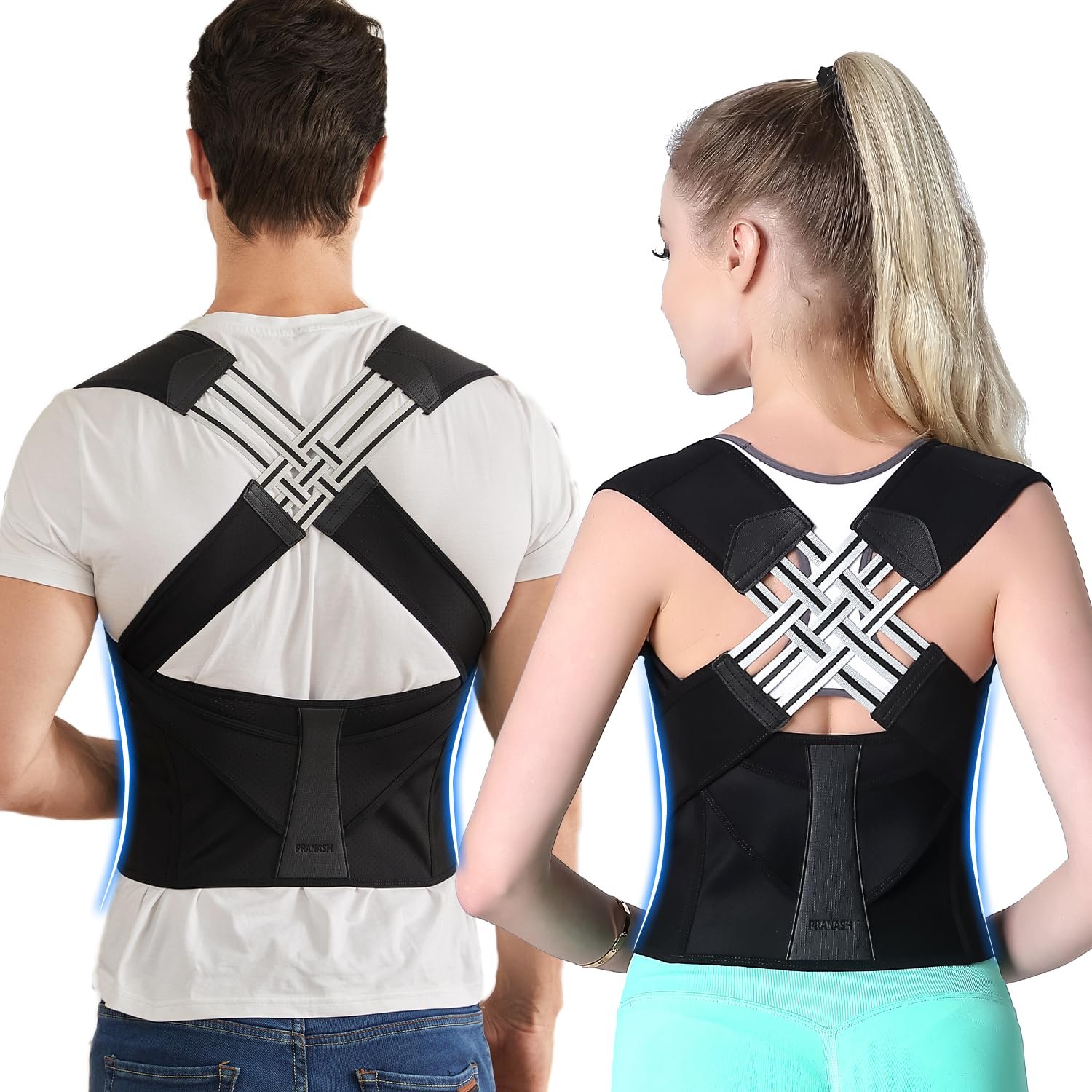 VOKOKOYA Posture Corrector for Women and Men,Adjustable Shoulder Straightener,Back Support Brace,Upper Spine scoliosis, hunchback Black XX-Large