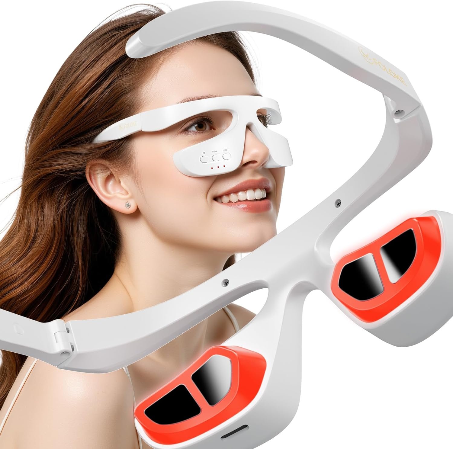 Under Eye Red Light Therapy Device, Red Light 630±10nm Therapy Glasses for Eyes, Red Light Eye Mask for The Treatment of Eye Bags,Dark Circles,Puffiness periorbital for Treating (White)