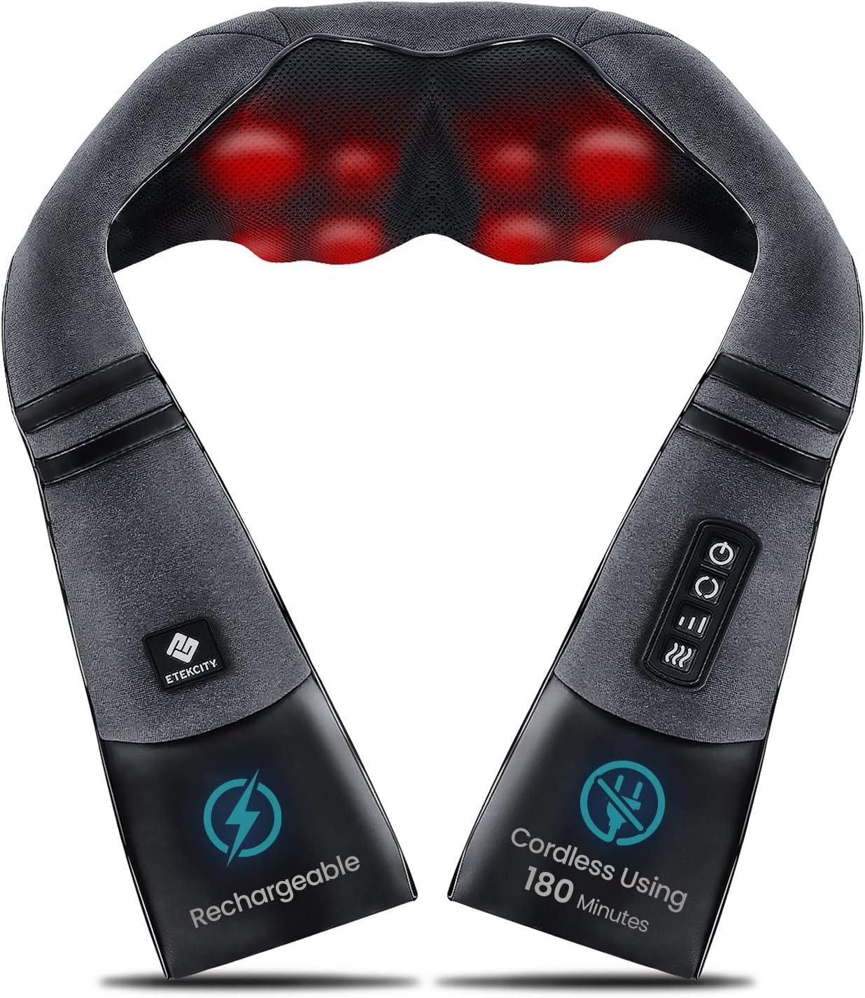 Etekcity FSA Eligible Cordless Neck Massager with Heat for Pain Relief Deep Tissue, FSA Wearables, Rechargeable Shiatsu Back Shoulder Massage Tool, Best Gift for Mother, Father, HSA Items
