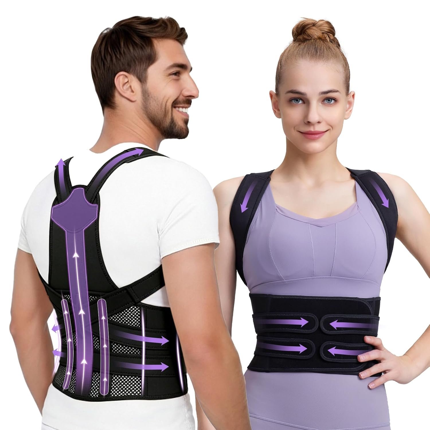 Posture Corrector for Women and Men, Adjustable Back Support Brace for Office, Home, Daily Wear, Breathable Shoulder Straightener for Upper Lower Back Pain Relief, Under Clothes Hunchback Correction