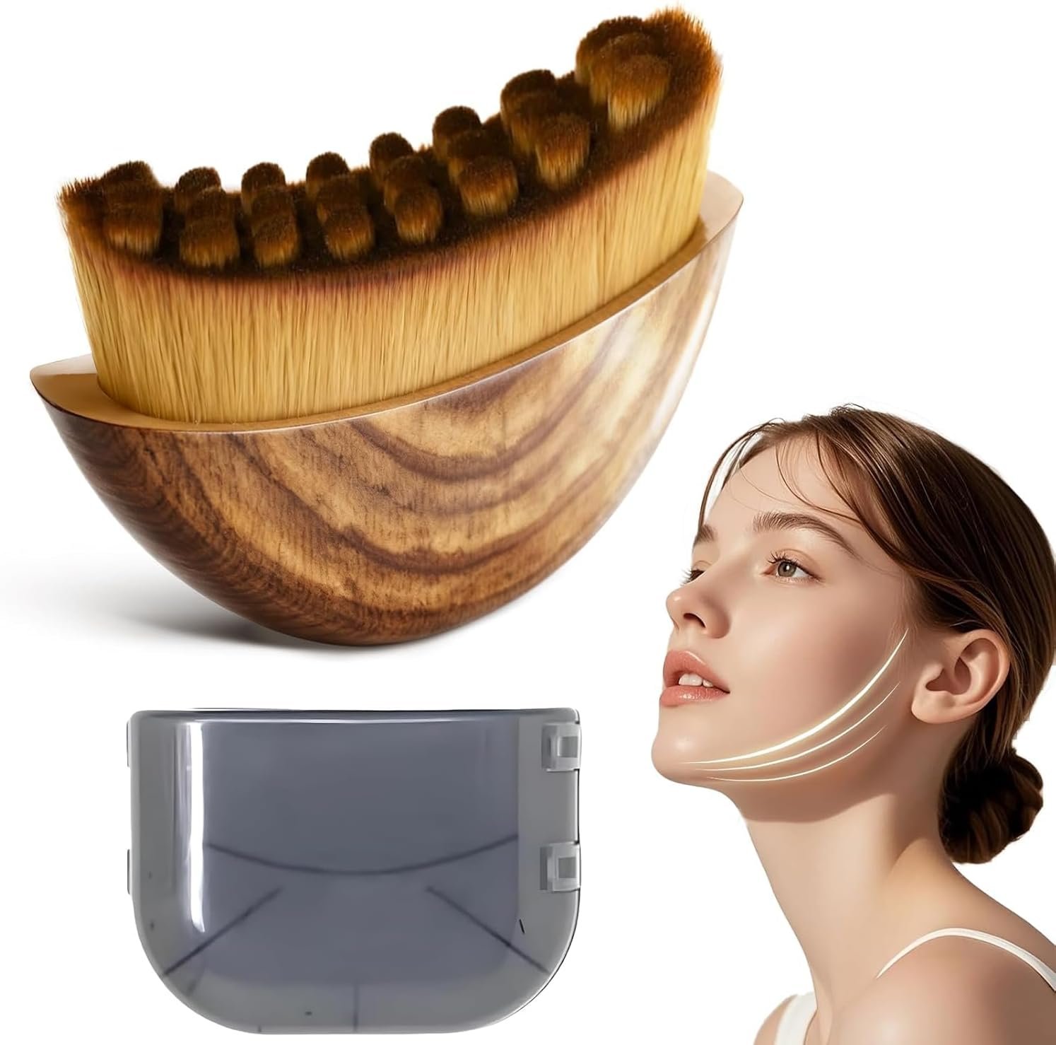 New Lymphatic Contour Face Brush – Dry Brushing Face Massager for Lymphatic Drainage, Neck Chin & Jawline Sculpting – Ergonomic Skin Fit Design to Reduce Puffiness, Relieve Fatigue