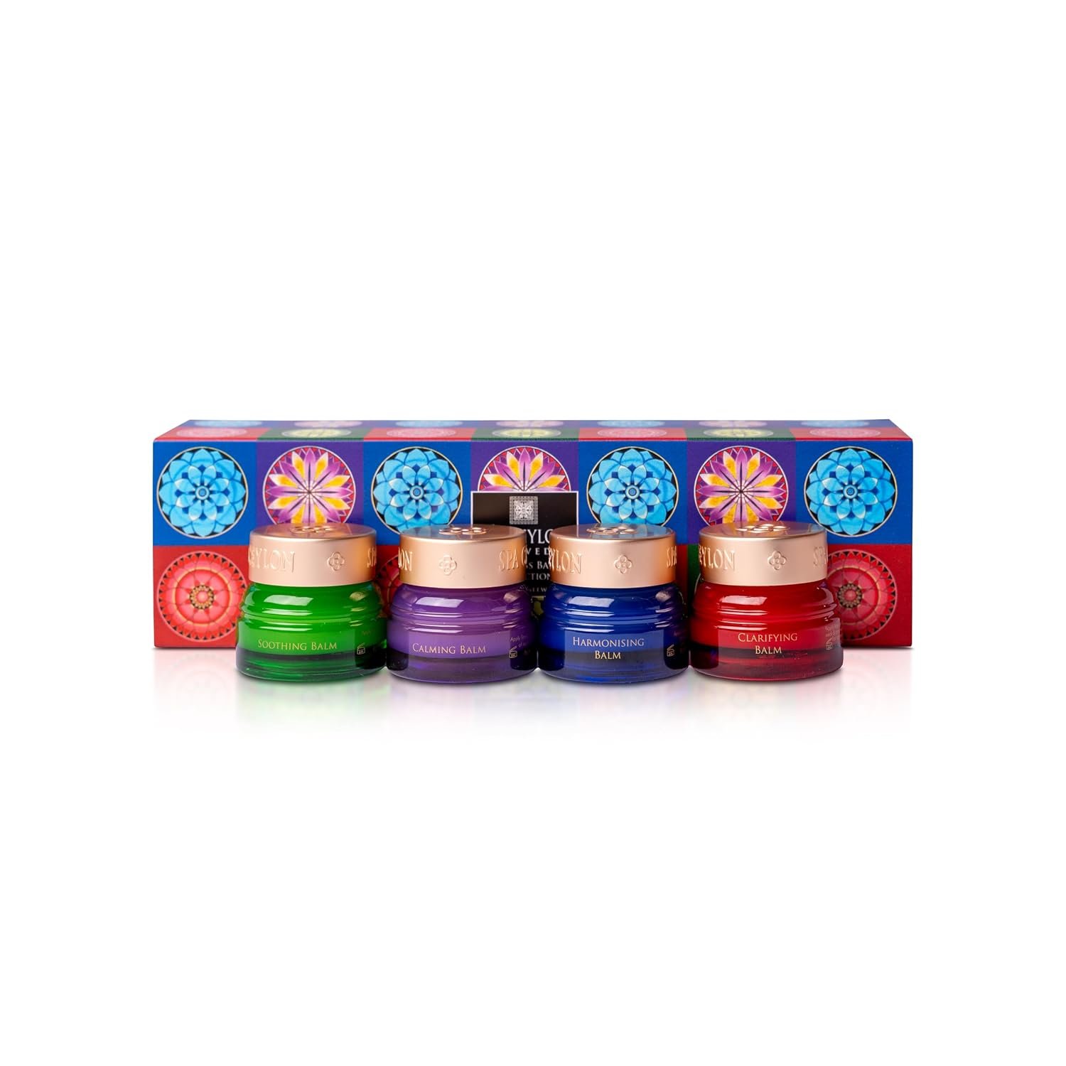 SPA CEYLON Wellness Balm Collection – 4-Piece Natural Ayurveda Aromatherapy Balm Gift Set – Peace, De-Stress, Sleep & Focus Balms with Essential Oils & Virgin Coconut – 4 x 8g