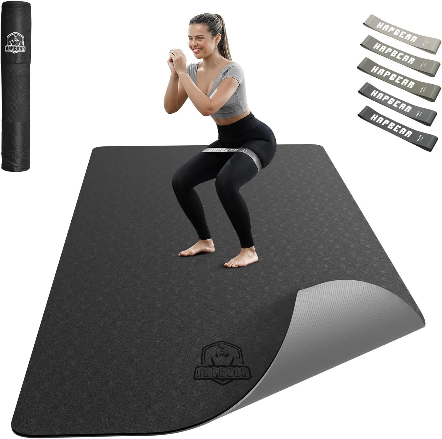 HAPBEAR Large Yoga Mat – 72″x36″x6mm (1/4 inch), Extra Wide Non-Slip Exercise Mat for Home Workout, Yoga, Pilates & Stretching, Durable, Includes Carry Bag