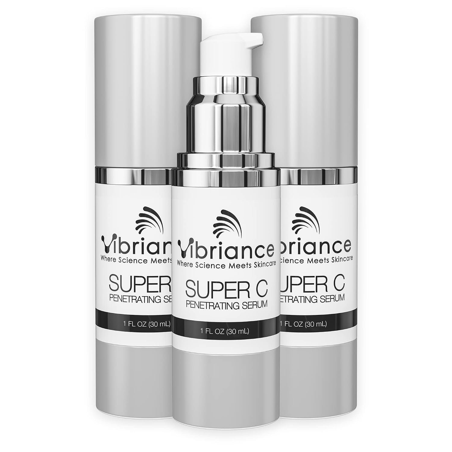 Vibriance Super C Serum for Mature Skin – All-in-One Vitamin Formula Hydrates, Firms, Lifts, Smooths, Targets Age Spots, Wrinkles, 1 fl oz – Pack of 3