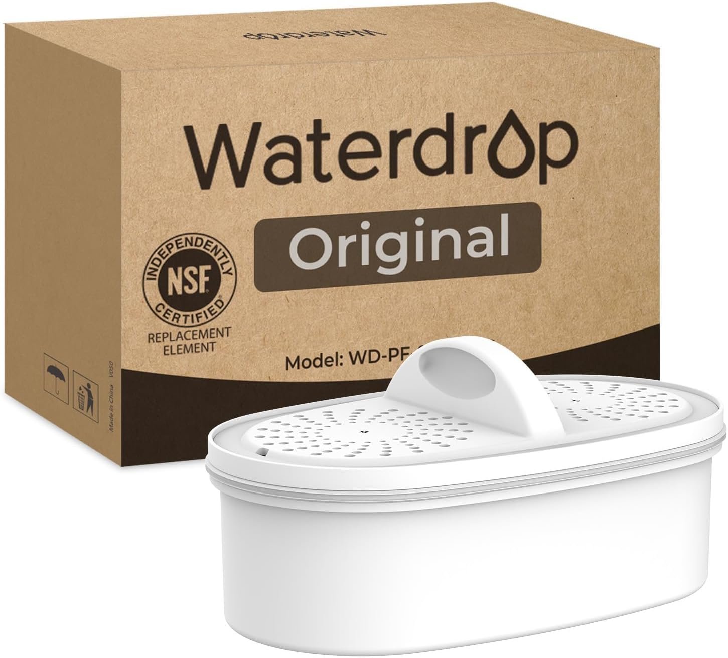 [Original] Waterdrop PF-01A Water Filter Replacement for Waterdrop Pitcher Filtration System, NSF Certified, Reduces Lead, PFAS, PFOA/PFOS, Chlorine, Last Up to 3 Months or 200 Gallons, 1 Pack