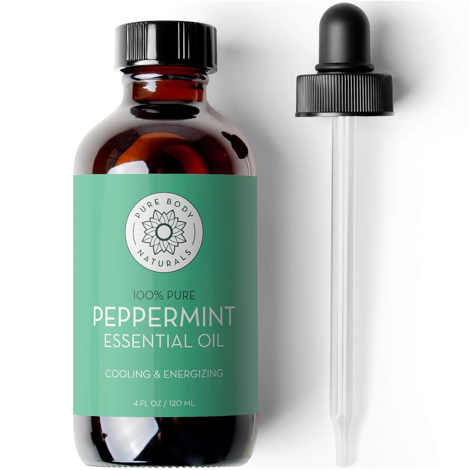 Pure Body Naturals Peppermint Essential Oil, 4 Fl Oz – Pure and Undiluted Mentha Piperita Oil, Therapeutic Grade Aromatherapy Oil for Diffuser, Relaxation and Focus