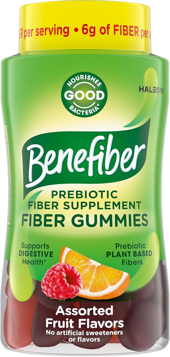 Benefiber Prebiotic GLP-1 Friendly Fiber Supplement Gummies for Digestive Health, Assorted Fruit Flavor – 81 Count
