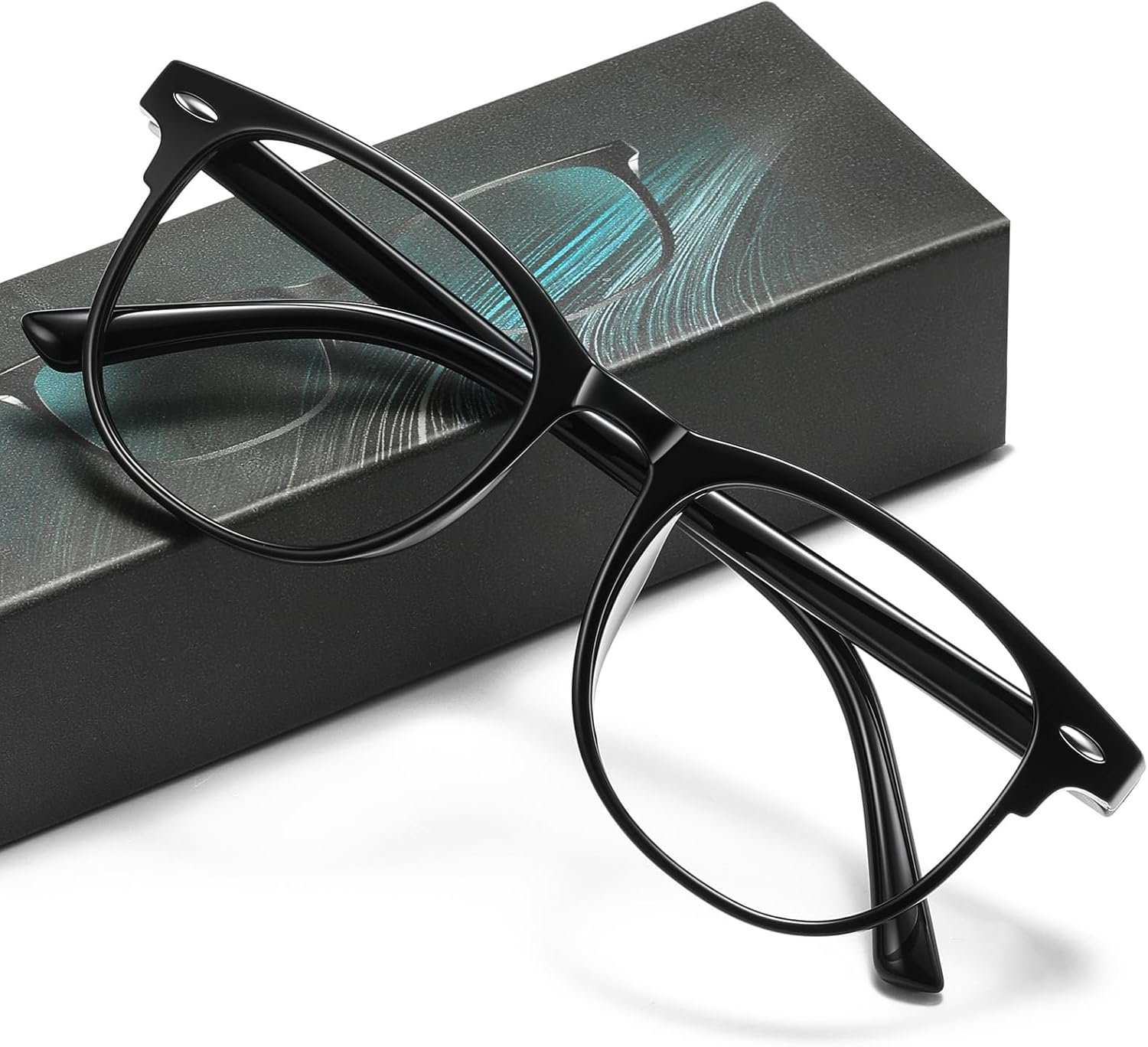Okany Blue Light Blocking Glasses for Women Men Woman Black Computer Screen Filter Gaming Glasses Womens Mens 99.9% Blue Light Blocker Round Fashion Eye Glasses