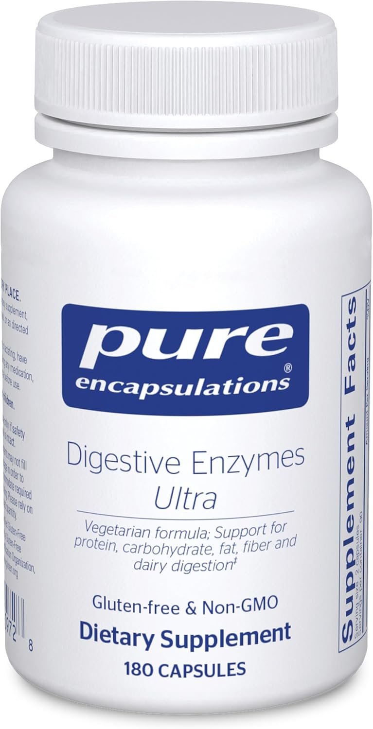 Pure Encapsulations Digestive Enzymes Ultra – Vegetarian Digestive Enzyme Supplement to Support Protein, Carb, Fiber, and Dairy Digestion* – 180 Capsules