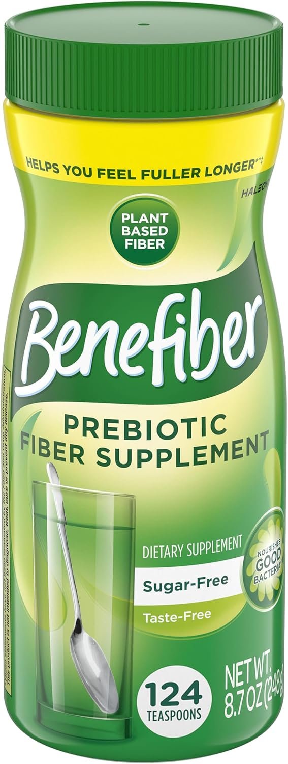 Benefiber Daily Prebiotic GLP-1 Friendly Fiber Supplement Powder for Digestive Health, Unflavored -124 Teaspoons (8.7 Ounces)