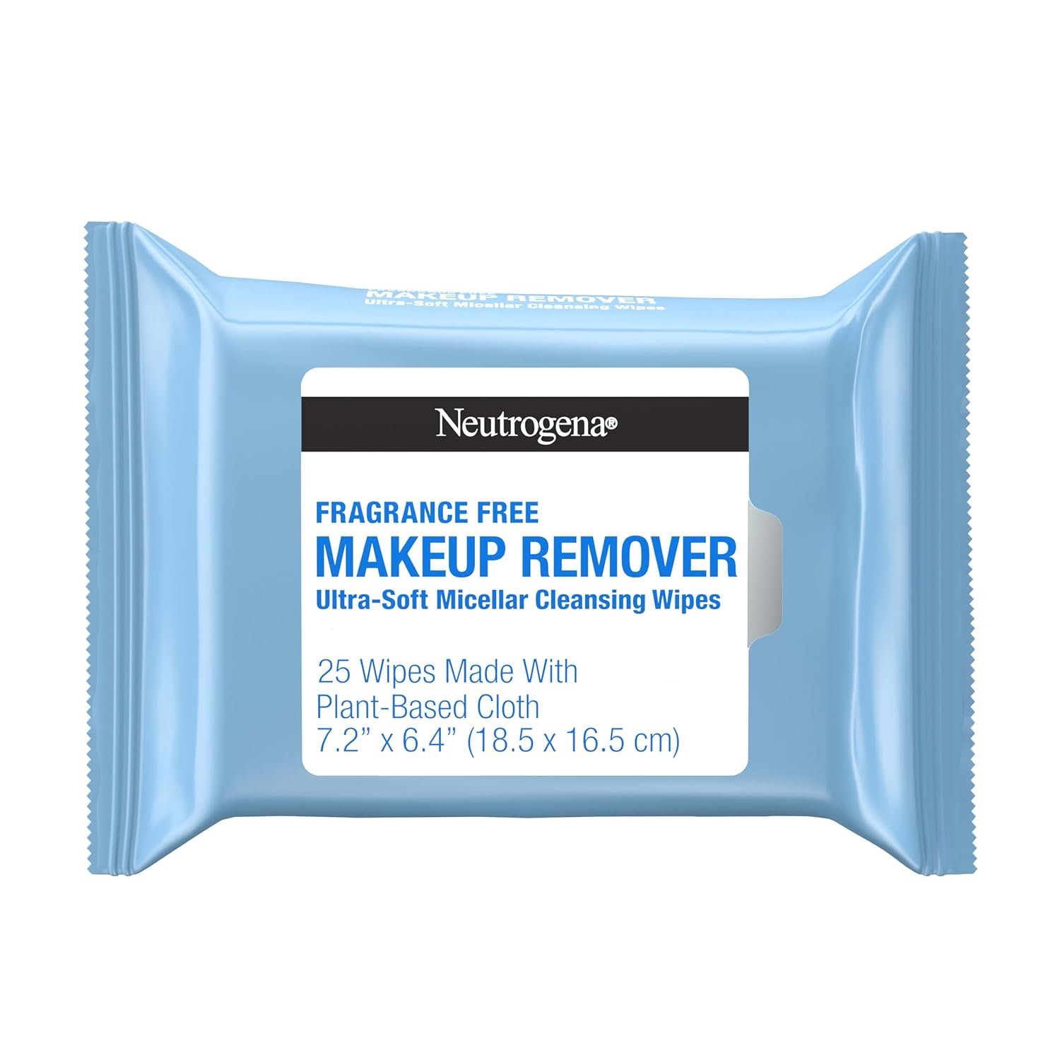 Neutrogena Makeup Remover Wipes for Face Daily, Fragrance-Free, Gently Removes Oil, Dirt, and Waterproof Makeup in a Simple Fully Plant-Based Cloth, 25 ct