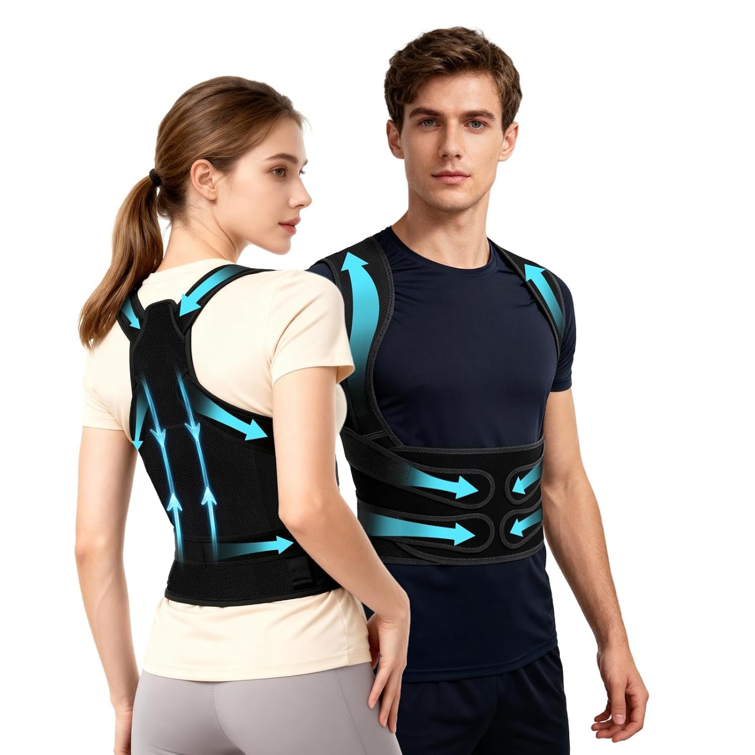 Posture Corrector for Women & Men, Back Brace Straightener with Adjustable Support, Relief for Neck/Shoulder/Back Pain, Scoliosis & Hunchback Correction, Breathable Mesh Design (Large)