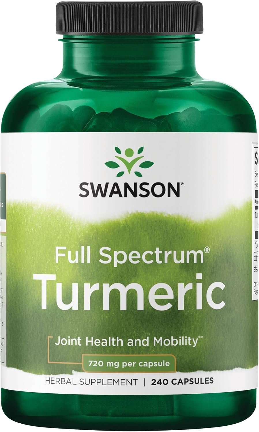 Swanson Full Spectrum Turmeric Curcumin Joint, Liver, and Digestive Support Supplement for Active Adults – Non-GMO, Gluten-Free (240 Vegan Capsules)