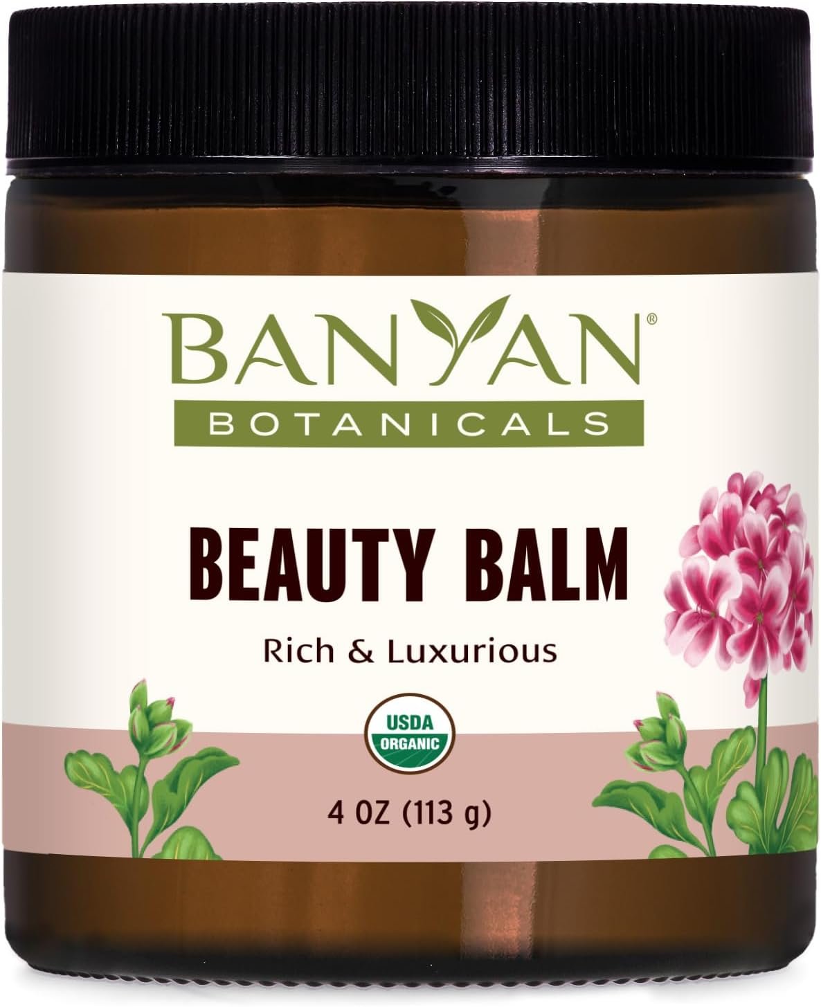 Banyan Botanicals Beauty Balm – Organic Face & Body Moisturizer with Shatavari & Ashwagandha – Rich Night Cream, Hand & Foot Balm for Dry Skin – Ghee & Coconut Oil Base – 4 oz – USDA Organic