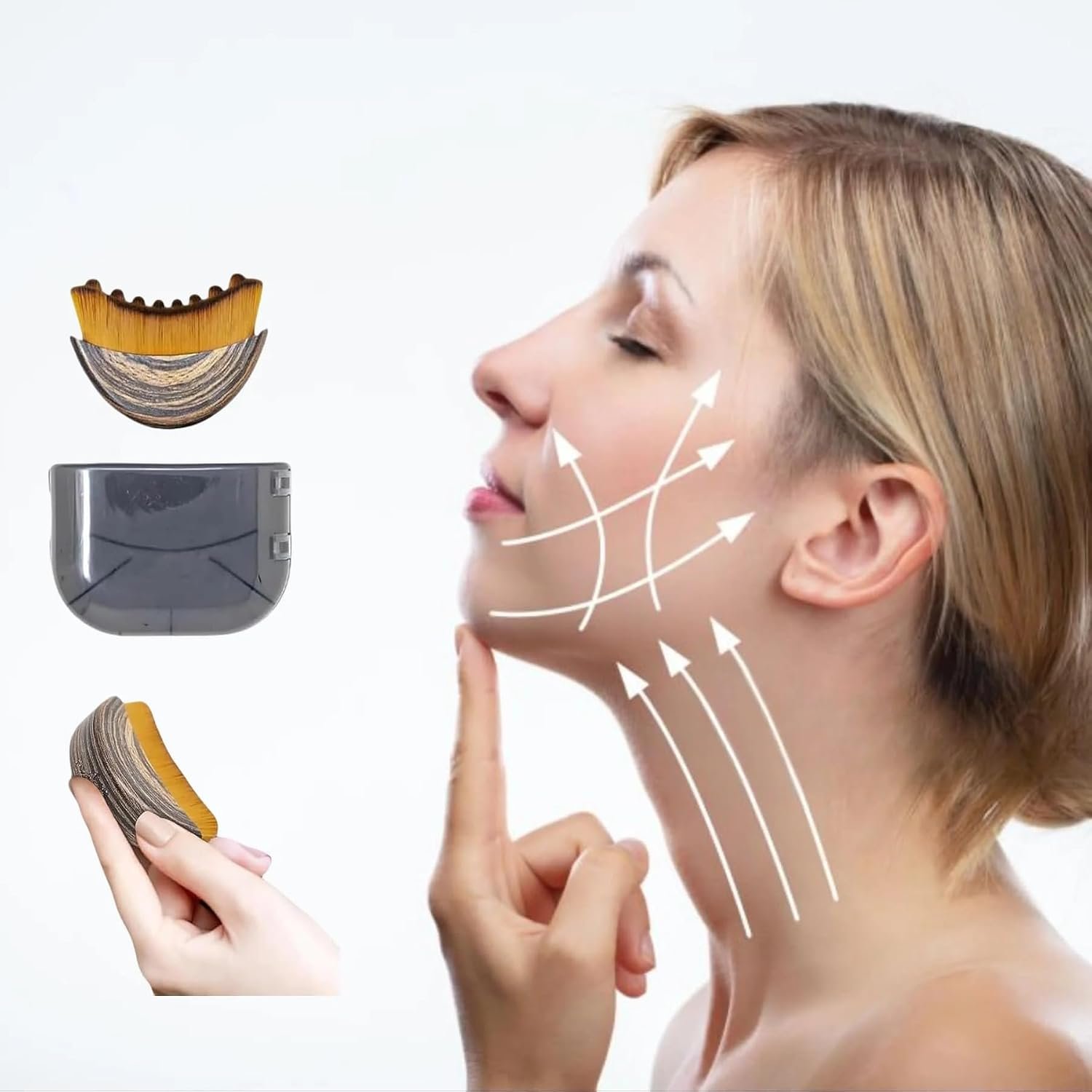 Lymphatic Contour Face Brush – Dry Brushing Tool for Facial Drainage & Jawline Sculpting – Soft Bristles for Massage, Depuffing & Exfoliation – Gua Sha Alternative Skincare