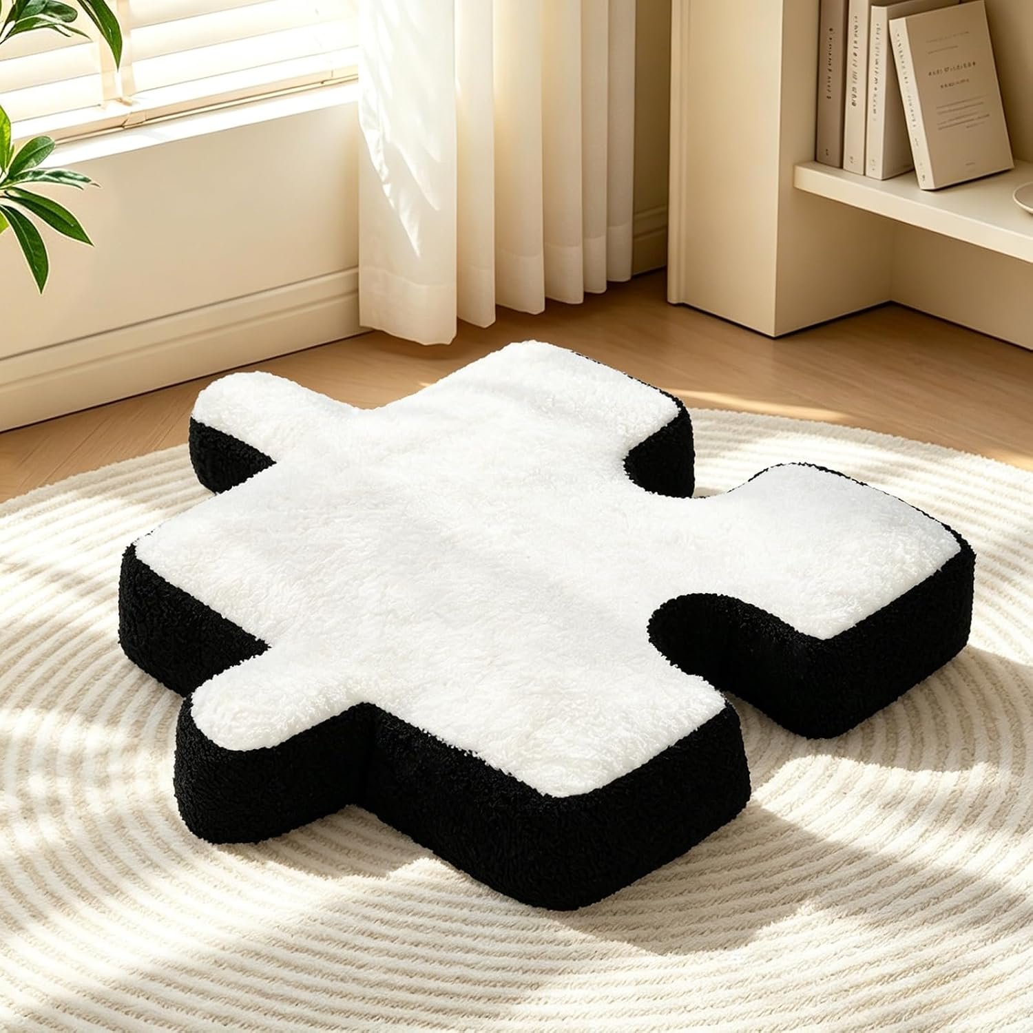 LANPU Puzzle Shape Floor Pillow Cushion, Soft Plush Throw Pillow for Couch Bed, Thickened Seat Cushion Chair Pad, Decorative Lumbar Support for Living Room Bedroom Dorm