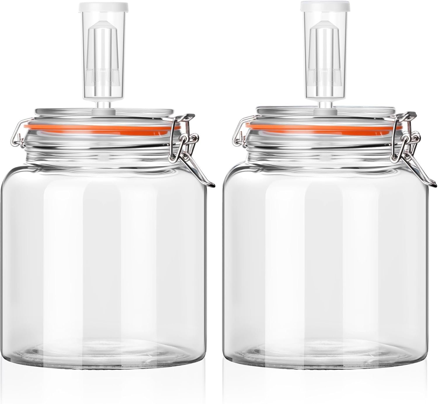 0.6 Gallon Fermentation Jars with Airlocks, 2 Pack Glass Fermenting Kit, Wide Mouth Brewing Jars for Sauerkraut, Kimchi, Kombucha, Pickles & Probiotic Foods, Home Fermentation Starter Kit